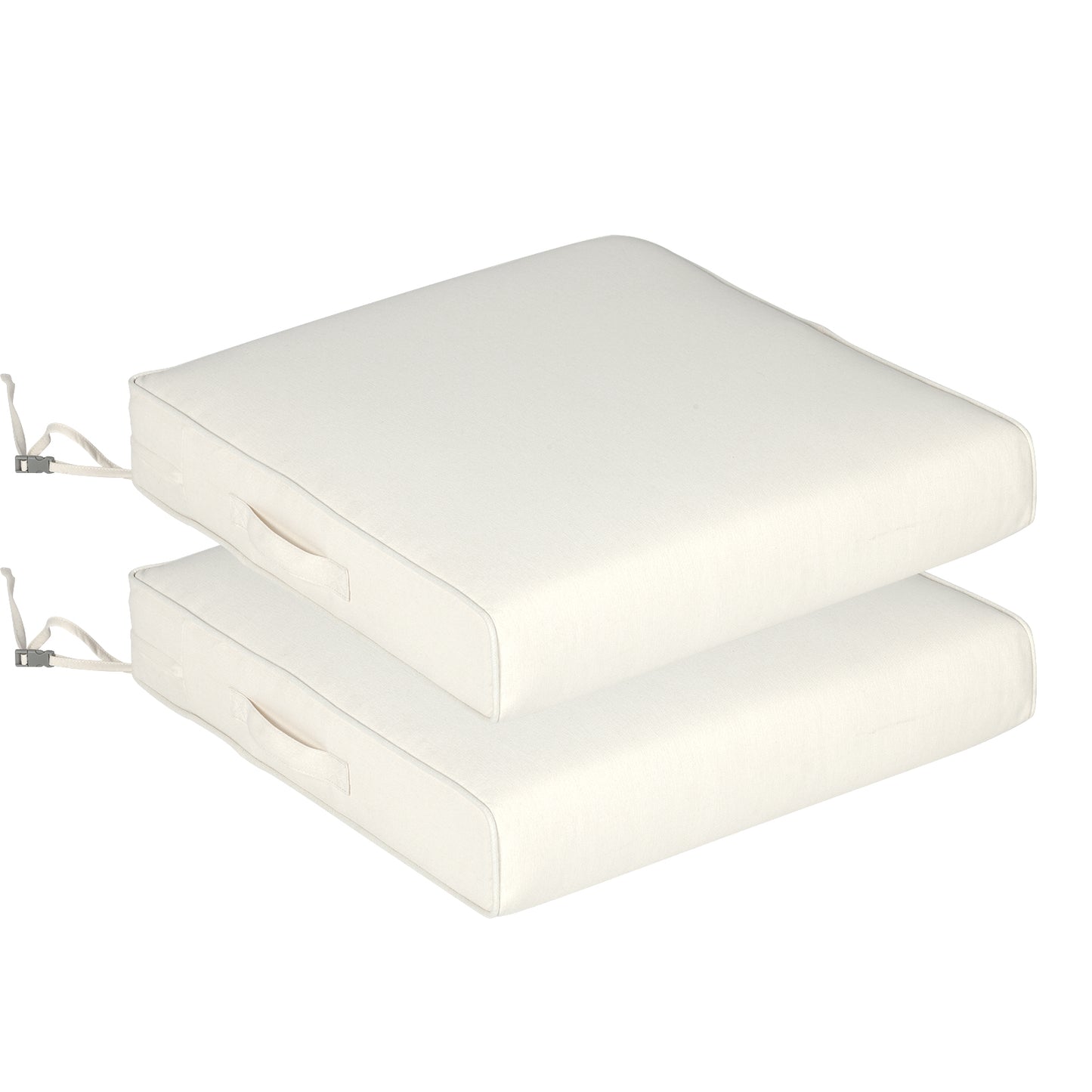 Outdoor Chair Cushions Set of 2 with Handle and Ties, Water Resistant Patio Seat Pads, Ivory Aoodor