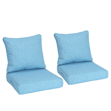 Outdoor Deep Seat Cushion Set, Waterproof Patio Chair Cushions, Lake Blue