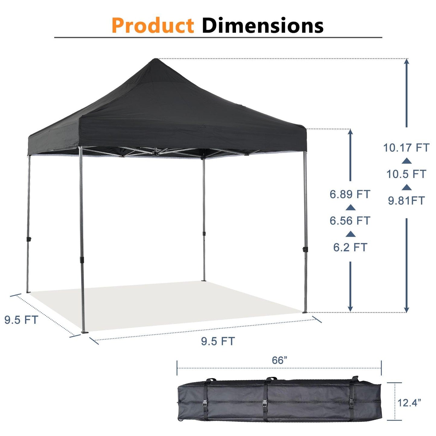 10 x 10 FT. Pop Up Canopy Tent with Windows Sidewalls, 3 Adjustable Heights, with Wheeled Bag Aoodor
