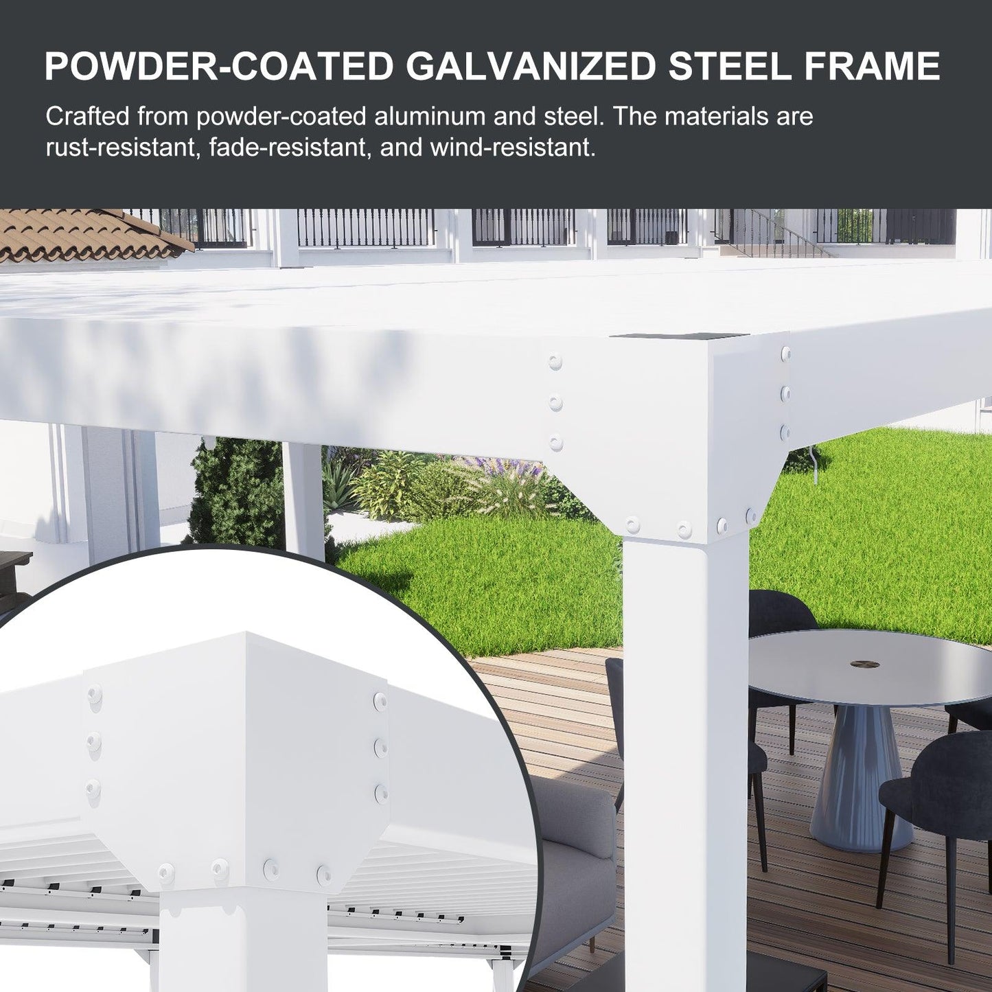 20 x 10 ft. Outdoor Aluminum Louvered Pergola Sun Shade Shelter with Adjustable Panels- White Pergola Aoodor LLC