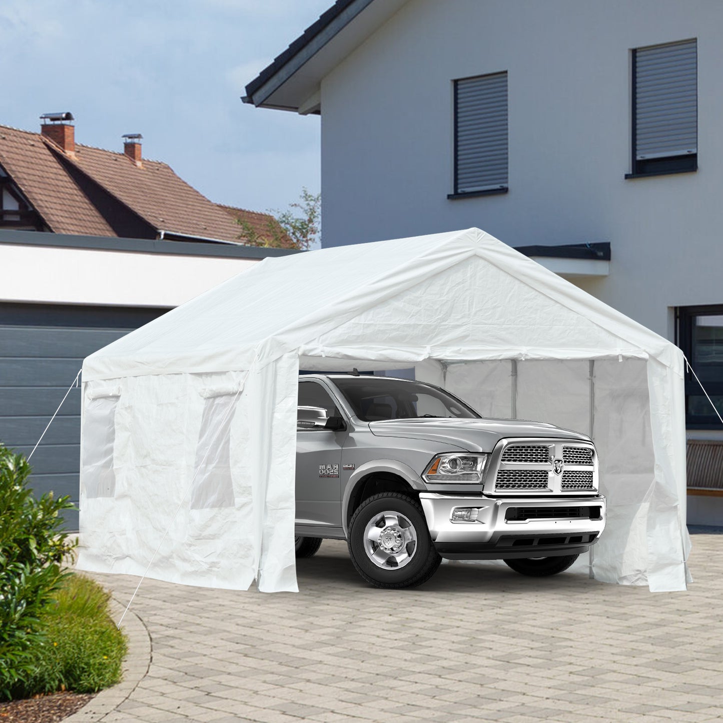 20x10/20x12 ft. Carport Canopy Tent - Portable Garage, Boat Shelter, Party Canopy