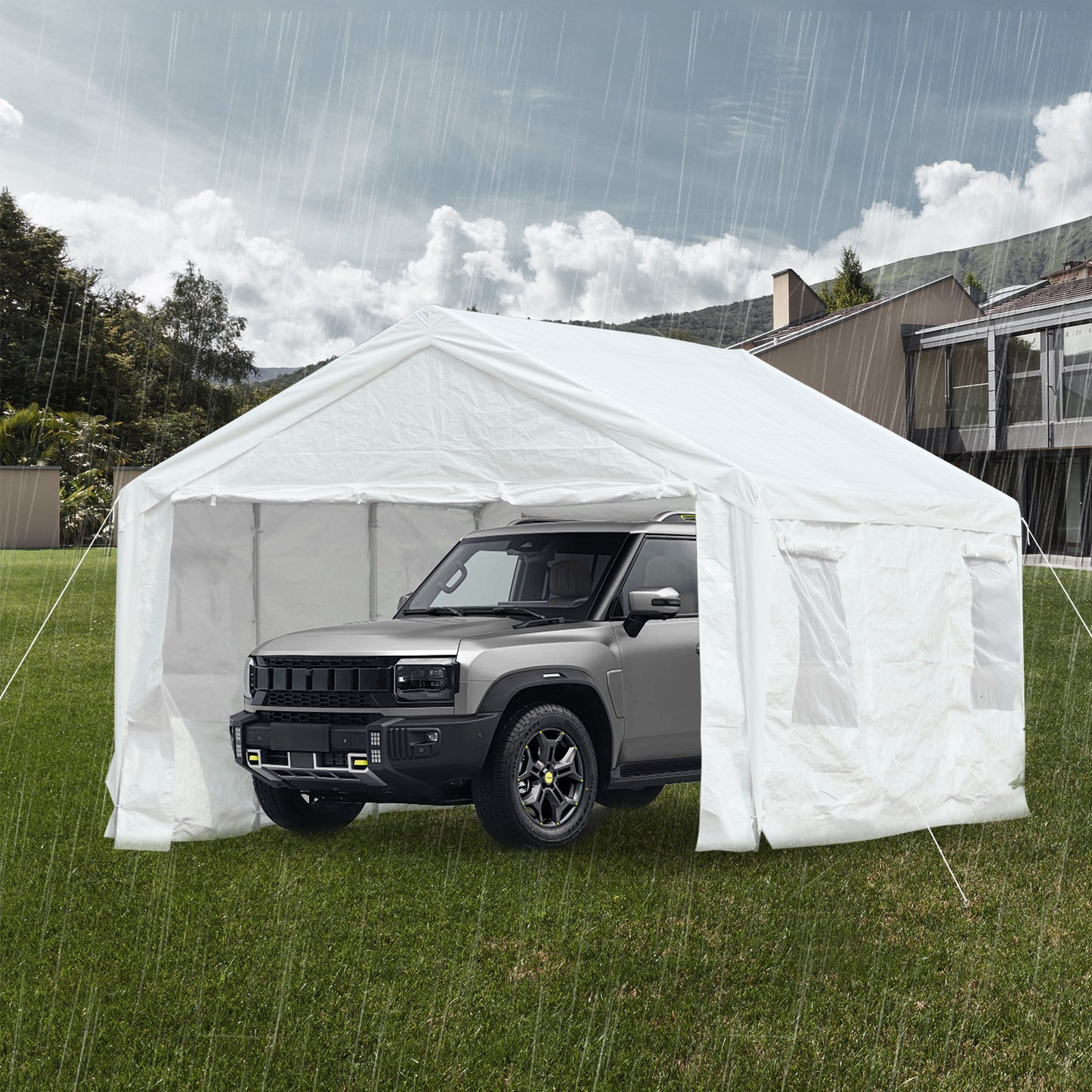 20x10/20x12 ft. Carport Canopy Tent - Portable Garage, Boat Shelter, Party Canopy