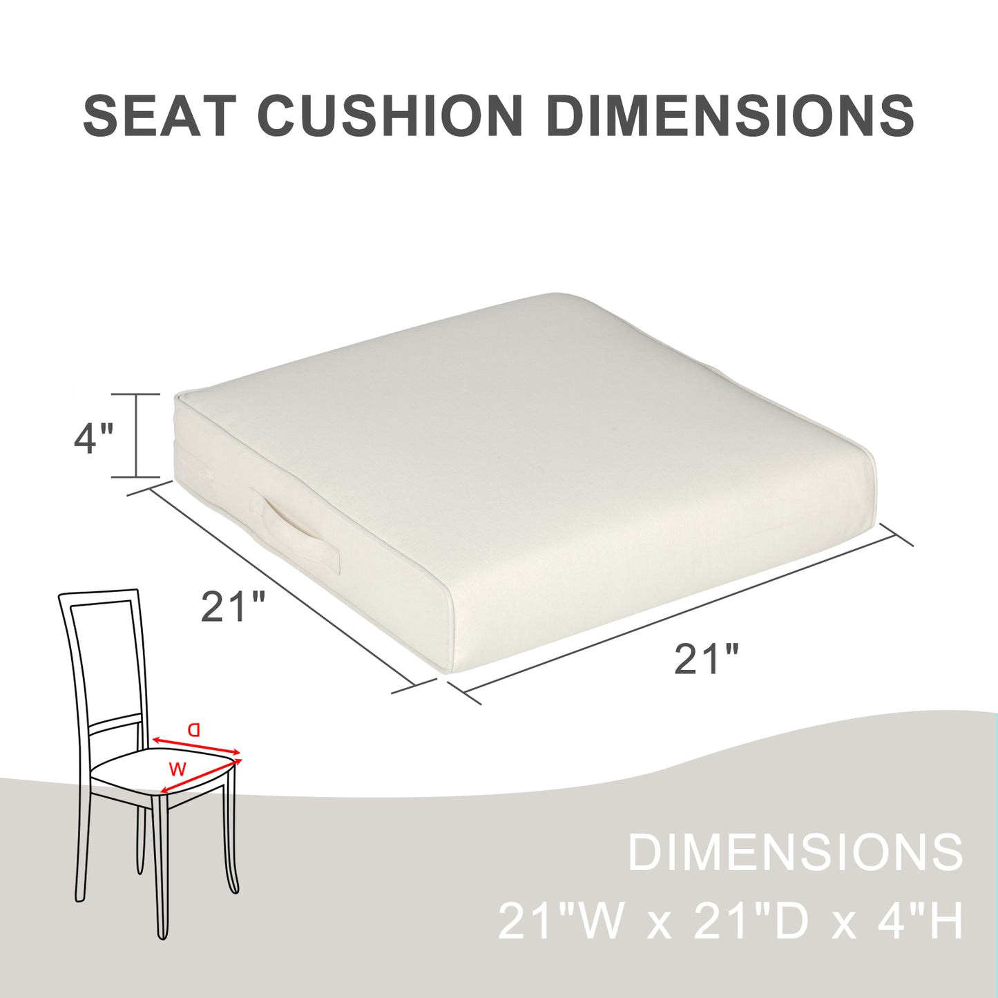 Outdoor Chair Cushions Set of 2 with Handle and Ties, Water Resistant Patio Seat Pads, Ivory Aoodor