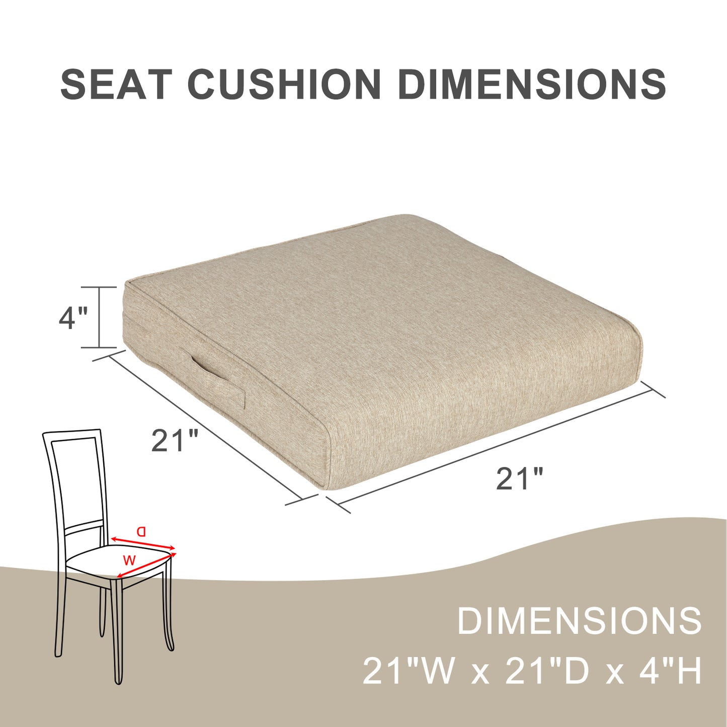 Outdoor Chair Cushions Set of 2 with Handle and Ties, Water Resistant Patio Seat Pads, Brown Aoodor