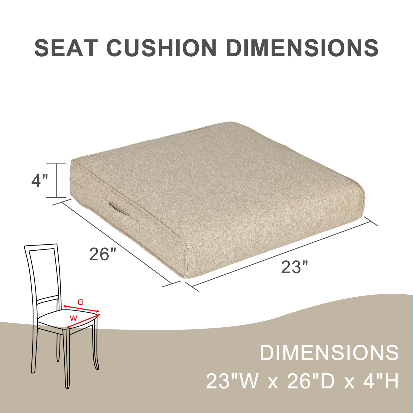 Outdoor Chair Cushions Set of 2 with Handle and Ties, Water Resistant Patio Seat Pads, Brown Aoodor