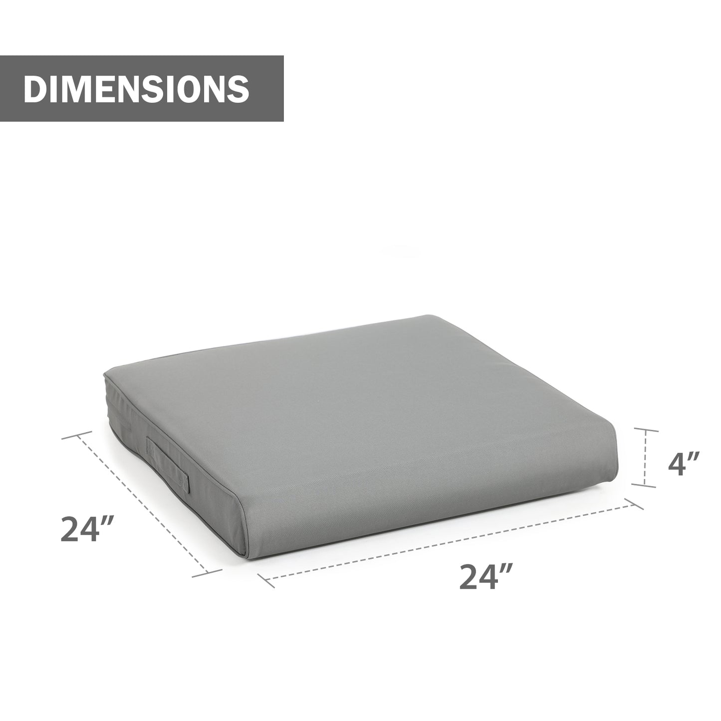 Outdoor Chair Cushion , Removable Cover with Hidden Zipper, Adaptable Secure Ties - Gray