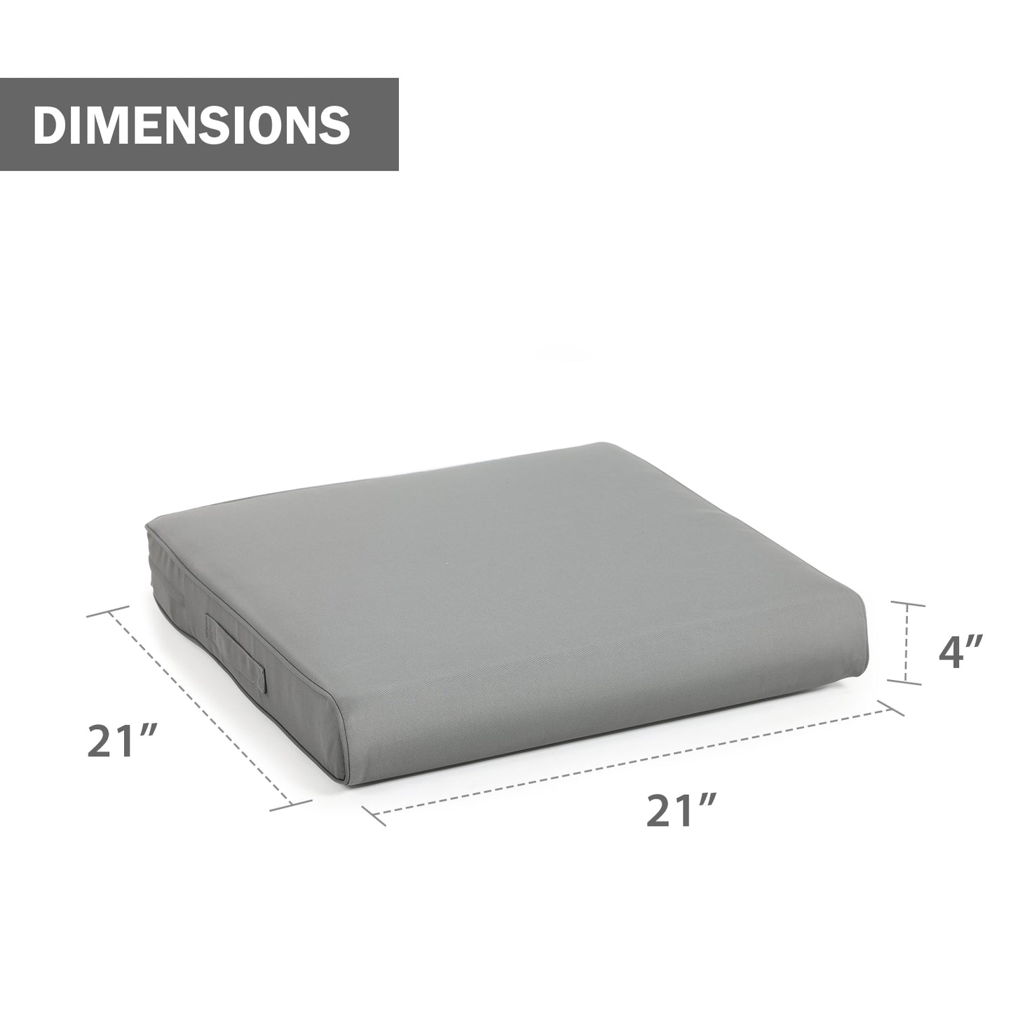 Outdoor Chair Cushion , Removable Cover with Hidden Zipper, Adaptable Secure Ties - Gray