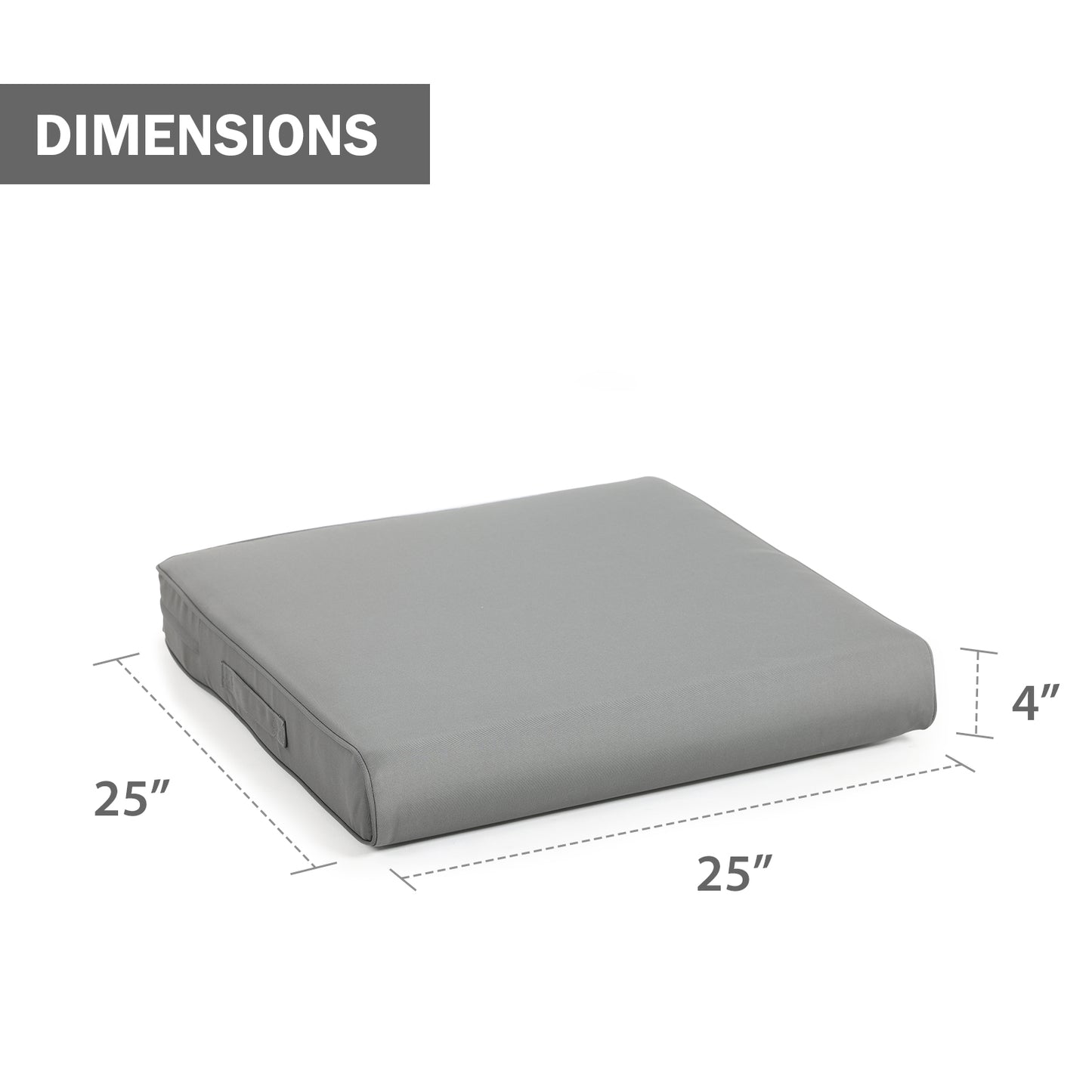 Outdoor Chair Cushion , Removable Cover with Hidden Zipper, Adaptable Secure Ties - Gray