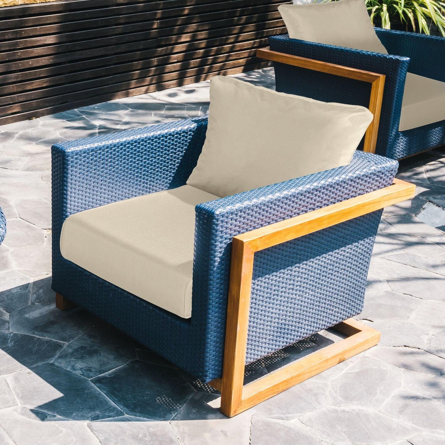 Outdoor Chair Cushions, Patio Deep Seat Cushions with Handle & Adjustable Straps - Khaki