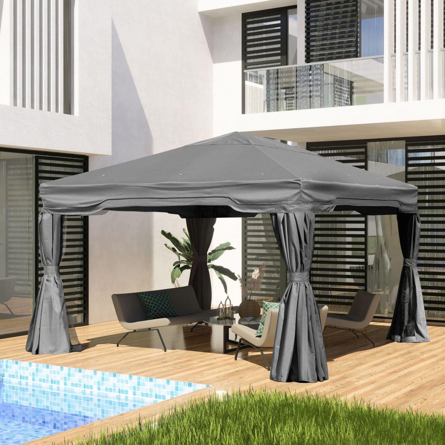 12 x 12 ft. Outdoor Gazebo Tent Canopy Shelter, Aluminum Frame with Privacy Curtain and Netting Gazebo Aoodor LLC