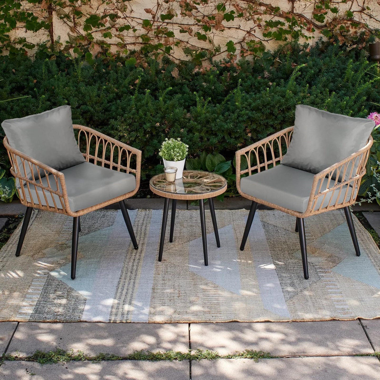 Outdoor Chair Cushions, Patio Deep Seat Cushions with Handle & Adjustable Straps - Gray