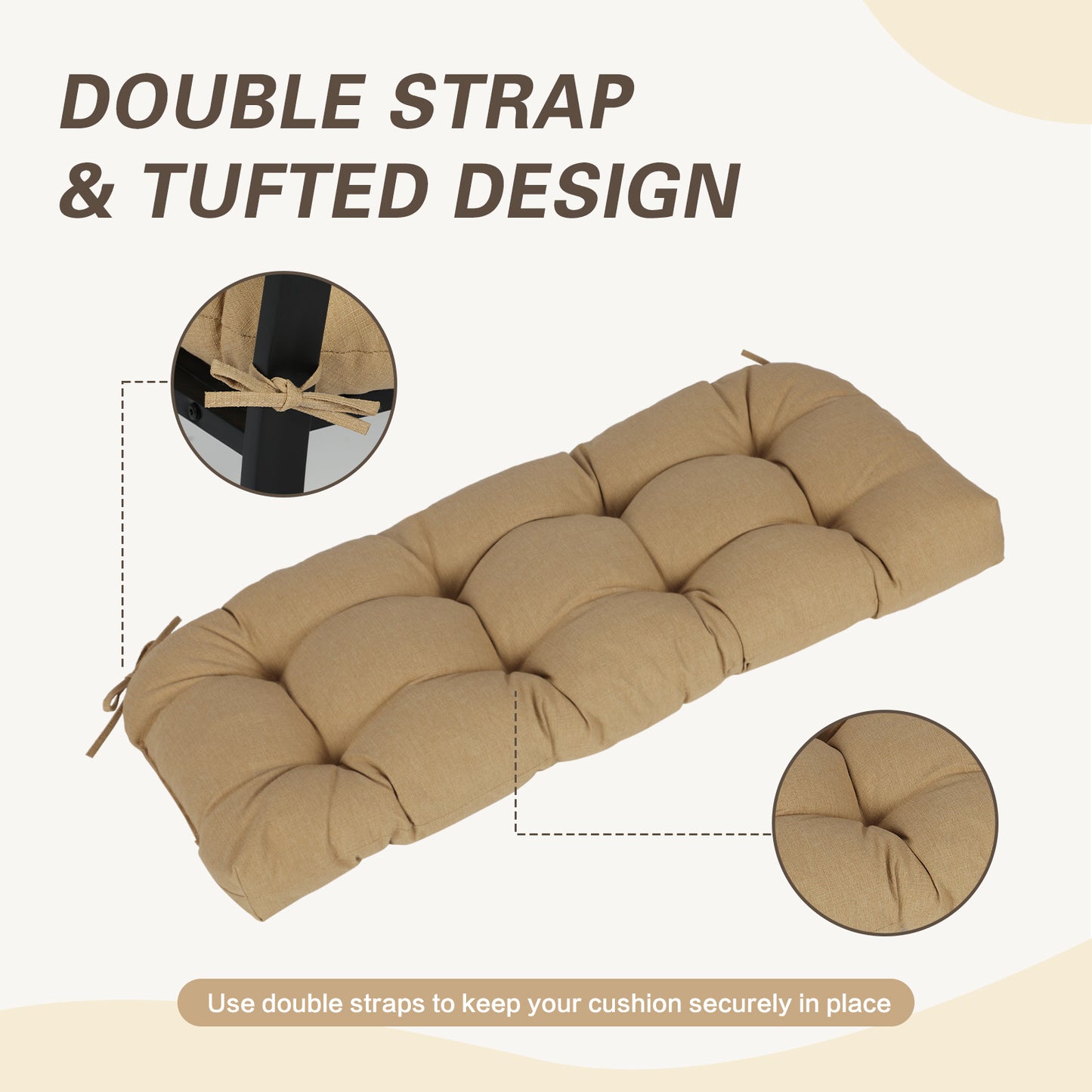 Outdoor Polyester Tufted Bench Cushion, Water & Fade Resistant, Brown