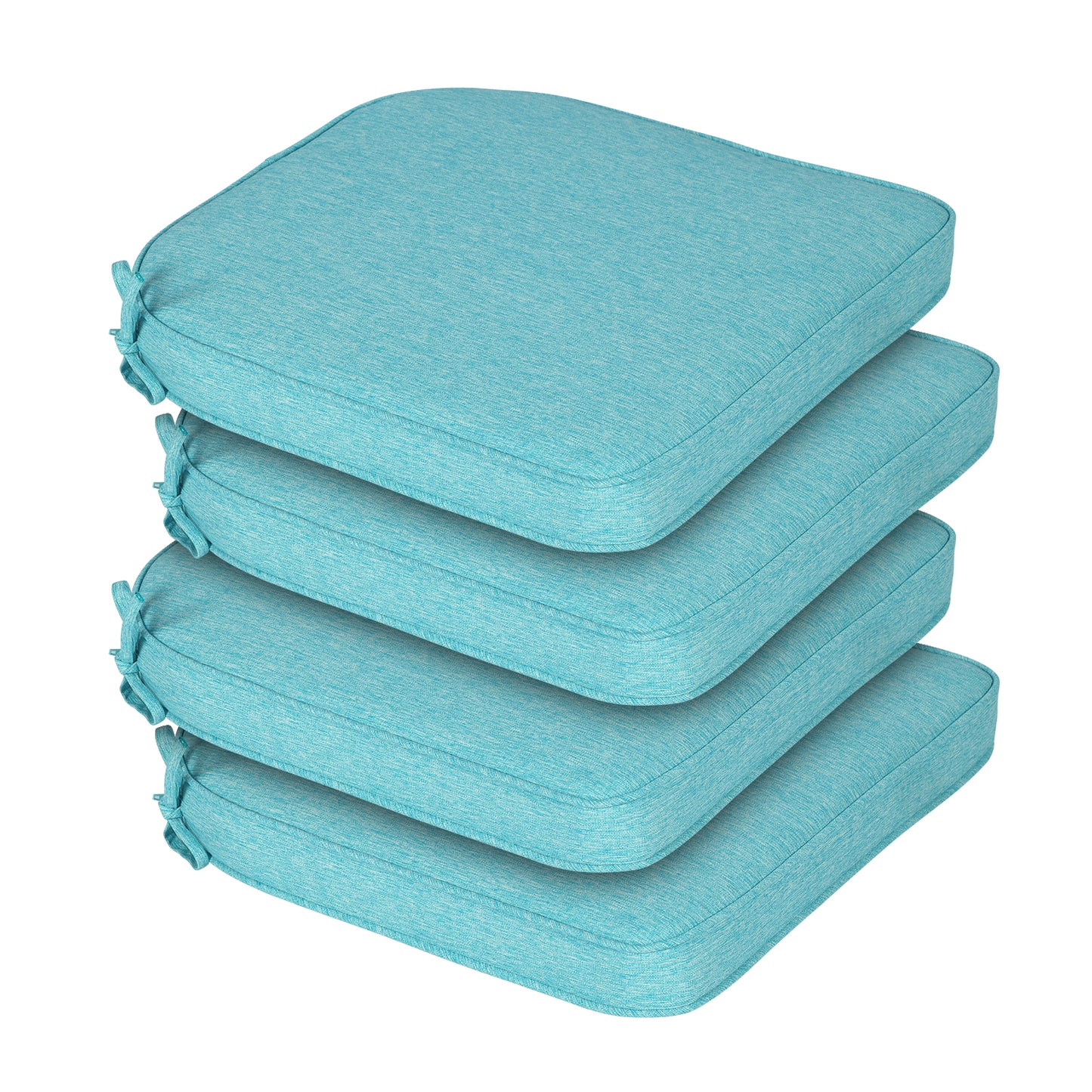 Outdoor Dining Chair Cushions Set, Patio Chair Pads with Ties, Aruba Blue