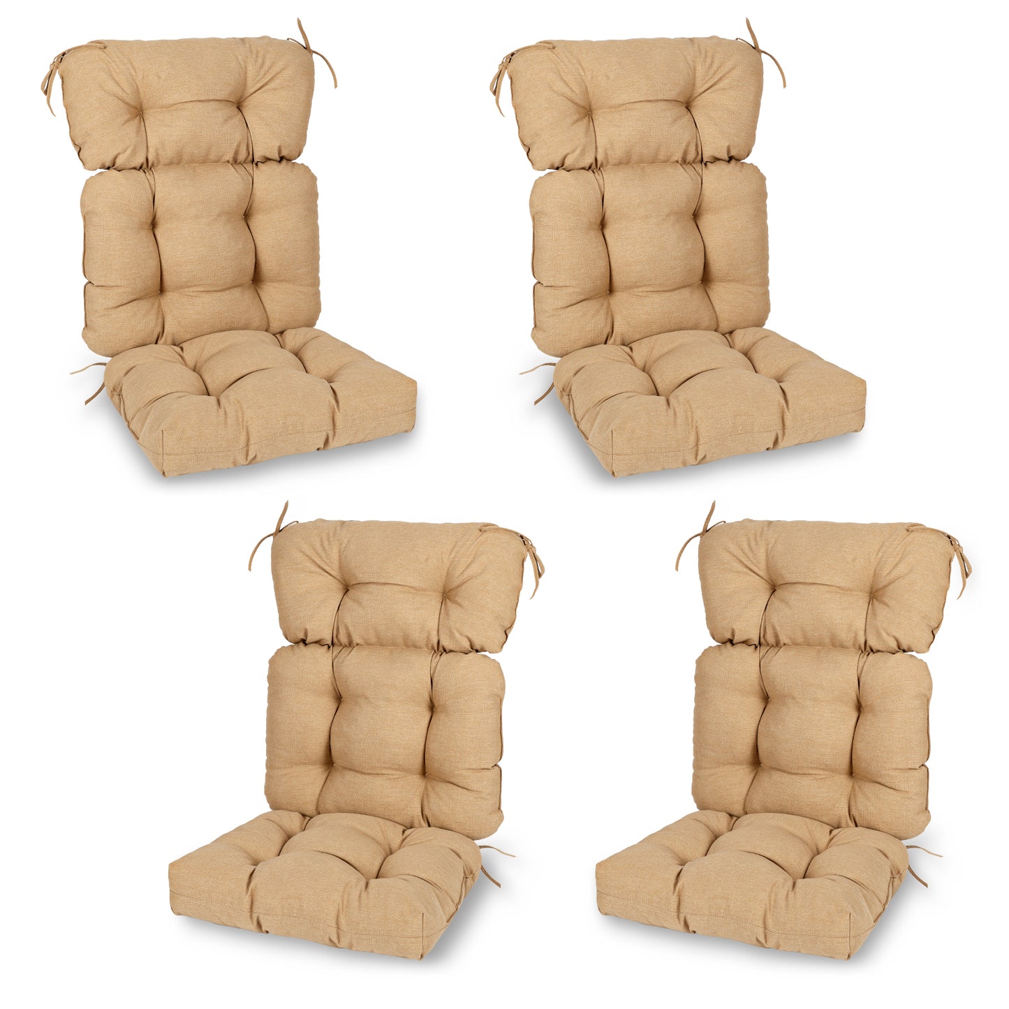 Outdoor Tufted High Back Cushions Patio Replacement Chair Cushion with Ties - Brown