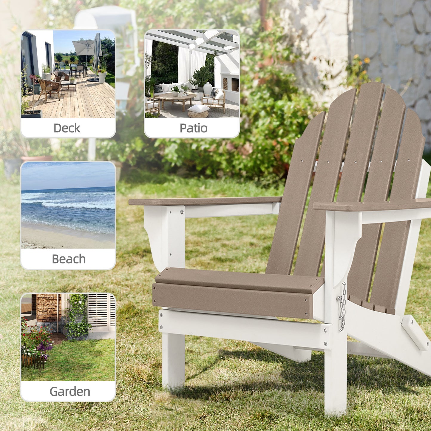 32(L)x22(W)x37(H) inch Folding Adirondack Chair Aoodor