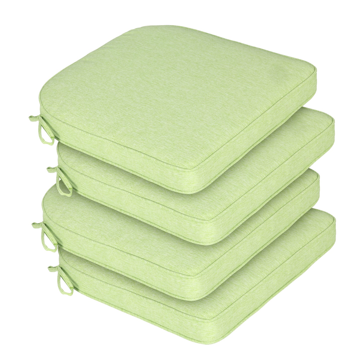 Outdoor Dining Chair Cushions Set, Patio Chair Pads with Ties, Green
