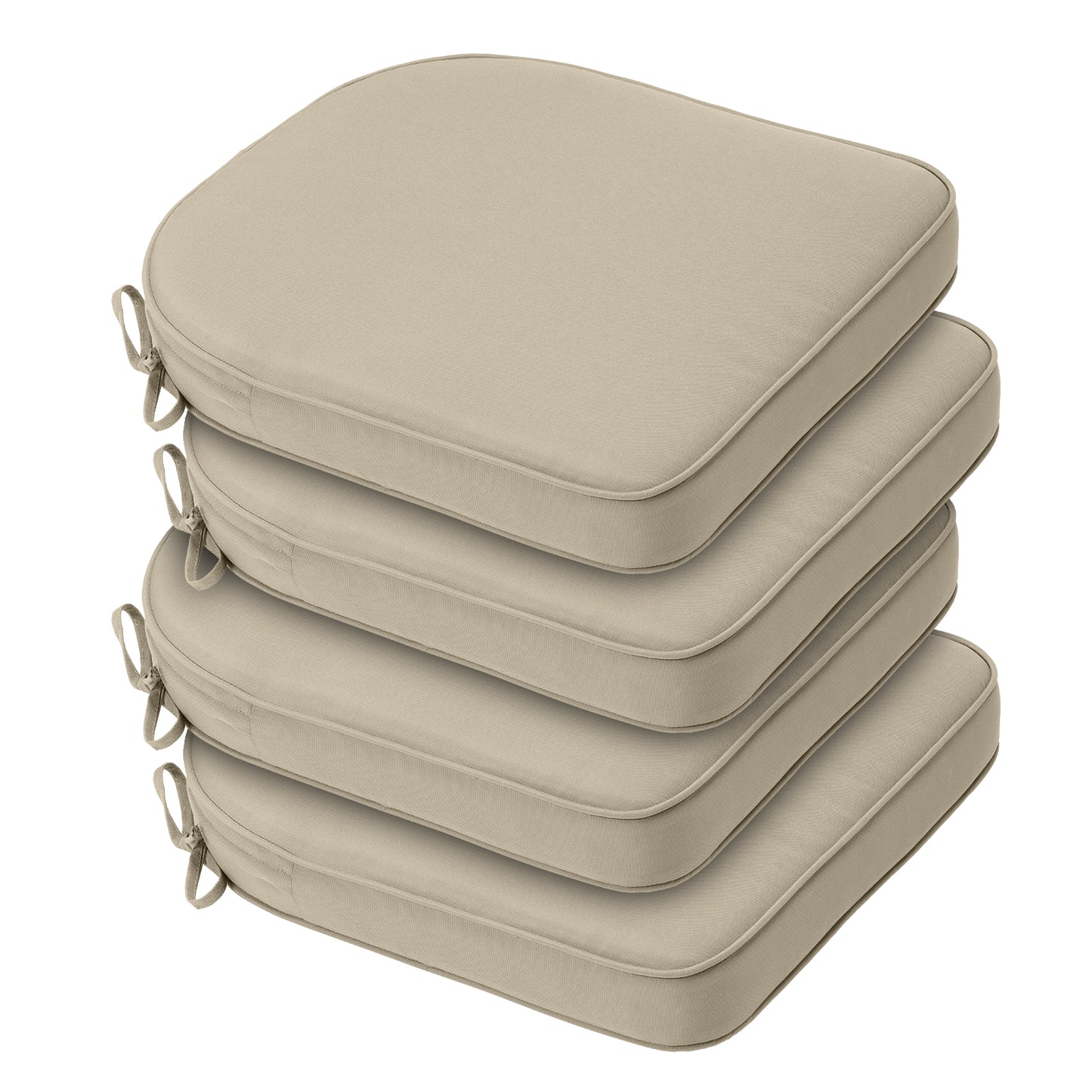 Outdoor Chair Cushion, Patio Seat Pad, Removable Cover with Hidden Zipper, Ties - Khaki