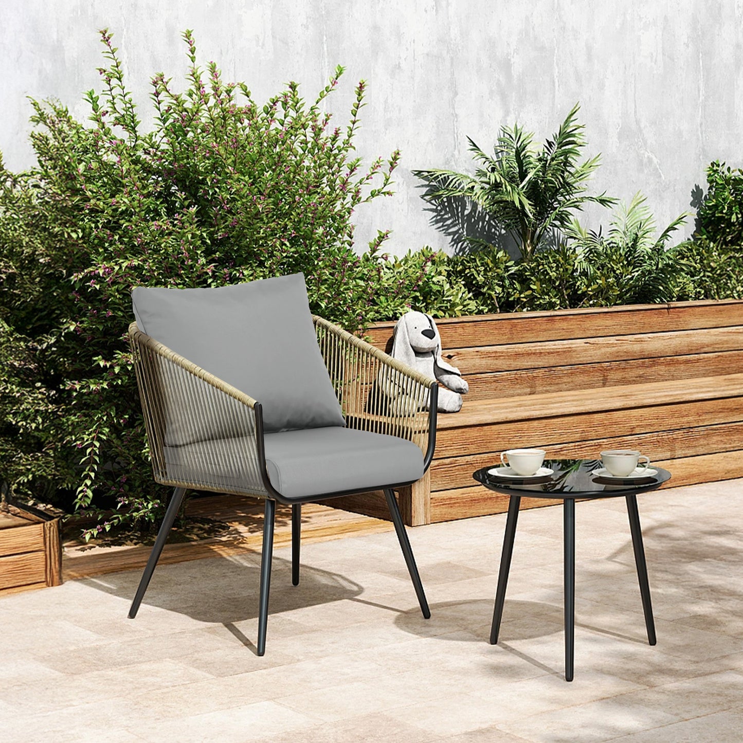 Outdoor Chair Cushions, Patio Deep Seat Cushions with Handle & Adjustable Straps - Gray Aoodor