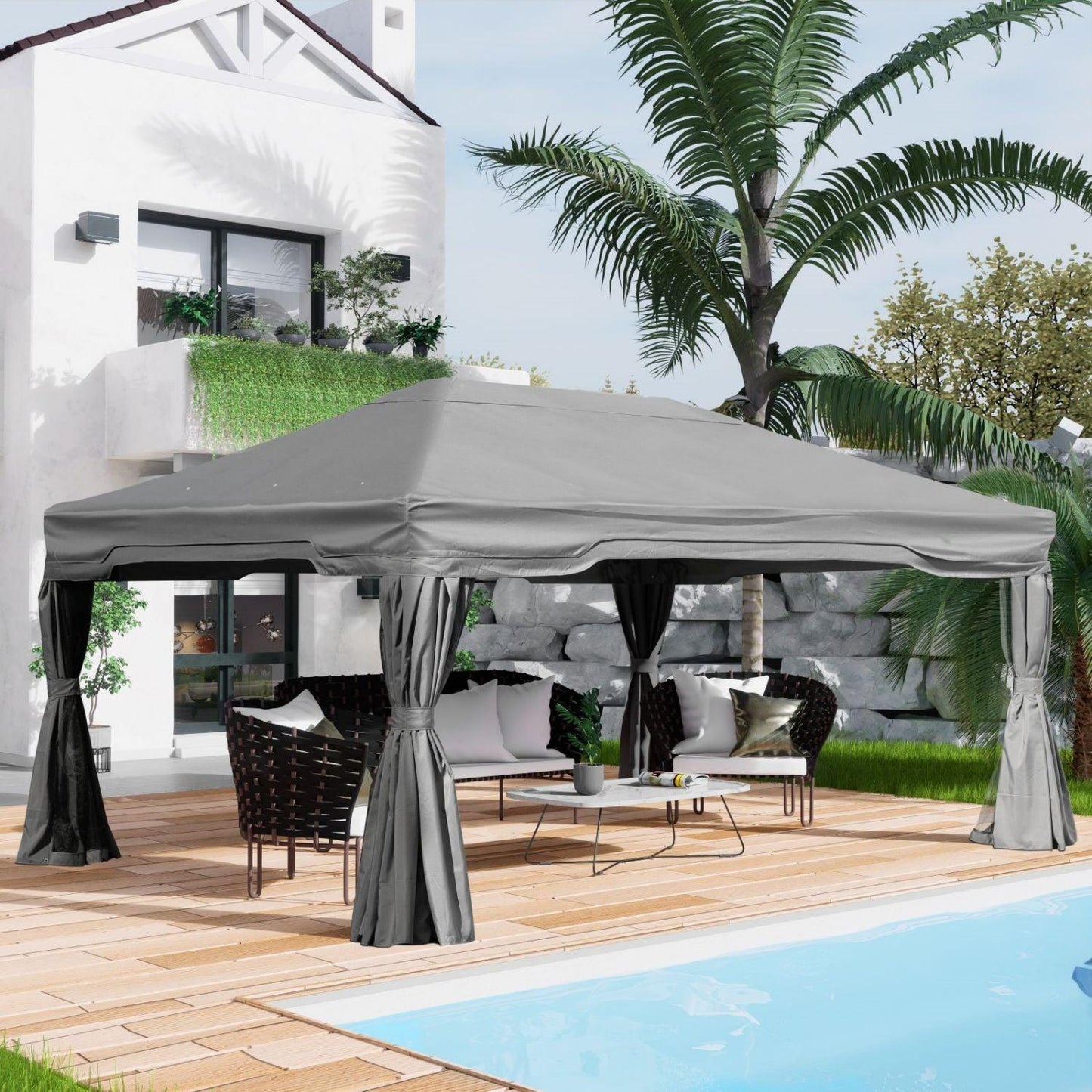 12 x 12 ft. Outdoor Gazebo Tent Canopy Shelter, Aluminum Frame with Privacy Curtain and Netting Gazebo Aoodor LLC