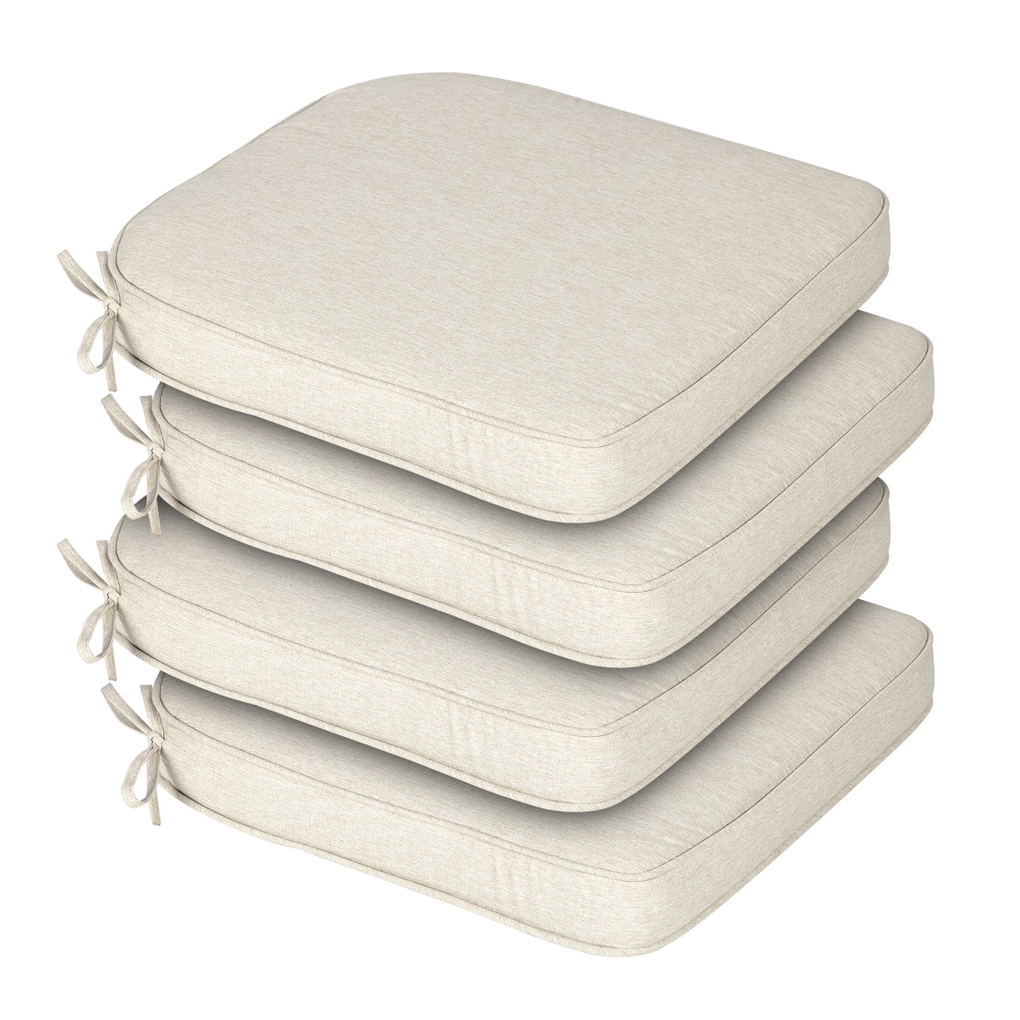 Outdoor Dining Chair Cushions Set, Patio Chair Pads with Ties, Khaki