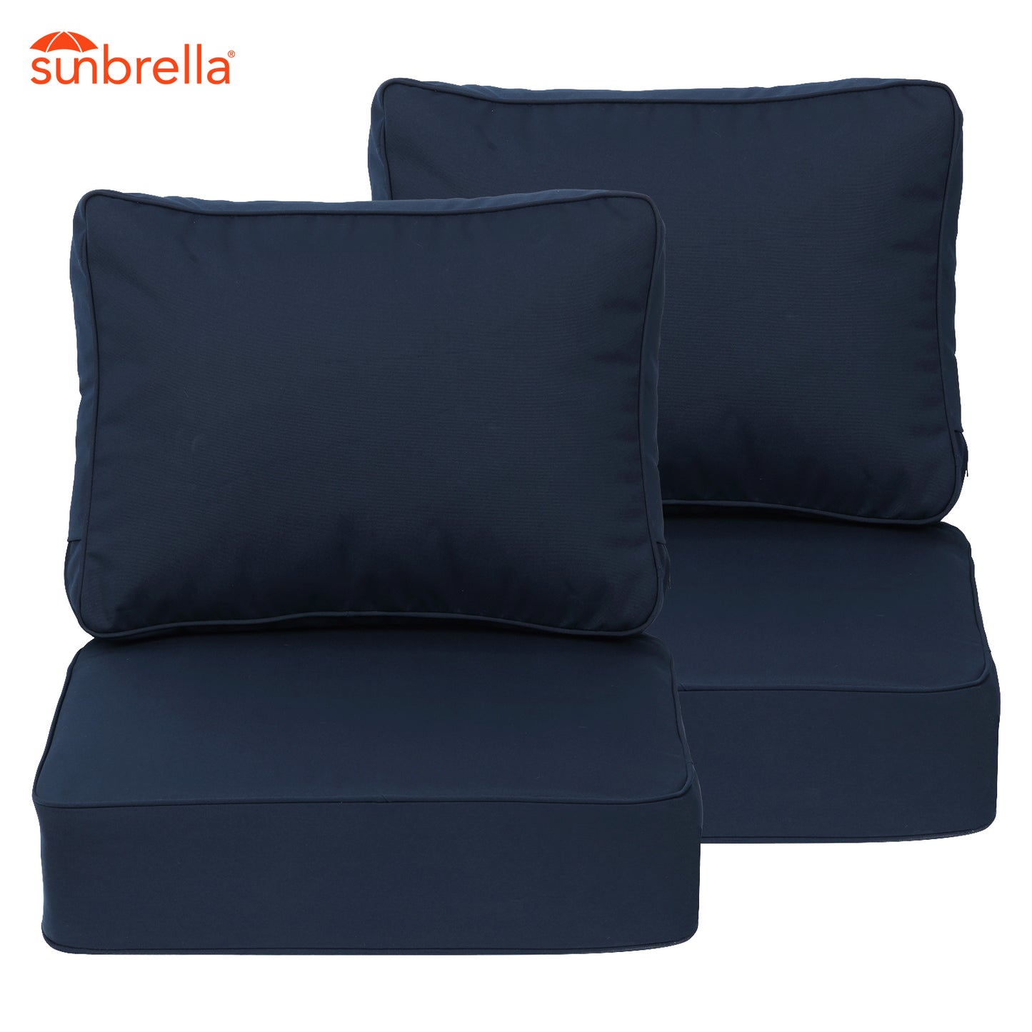 Premium Sunbrella Fabric Outdoor Patio Chair Cushions Set, Canvas Navy Aoodor