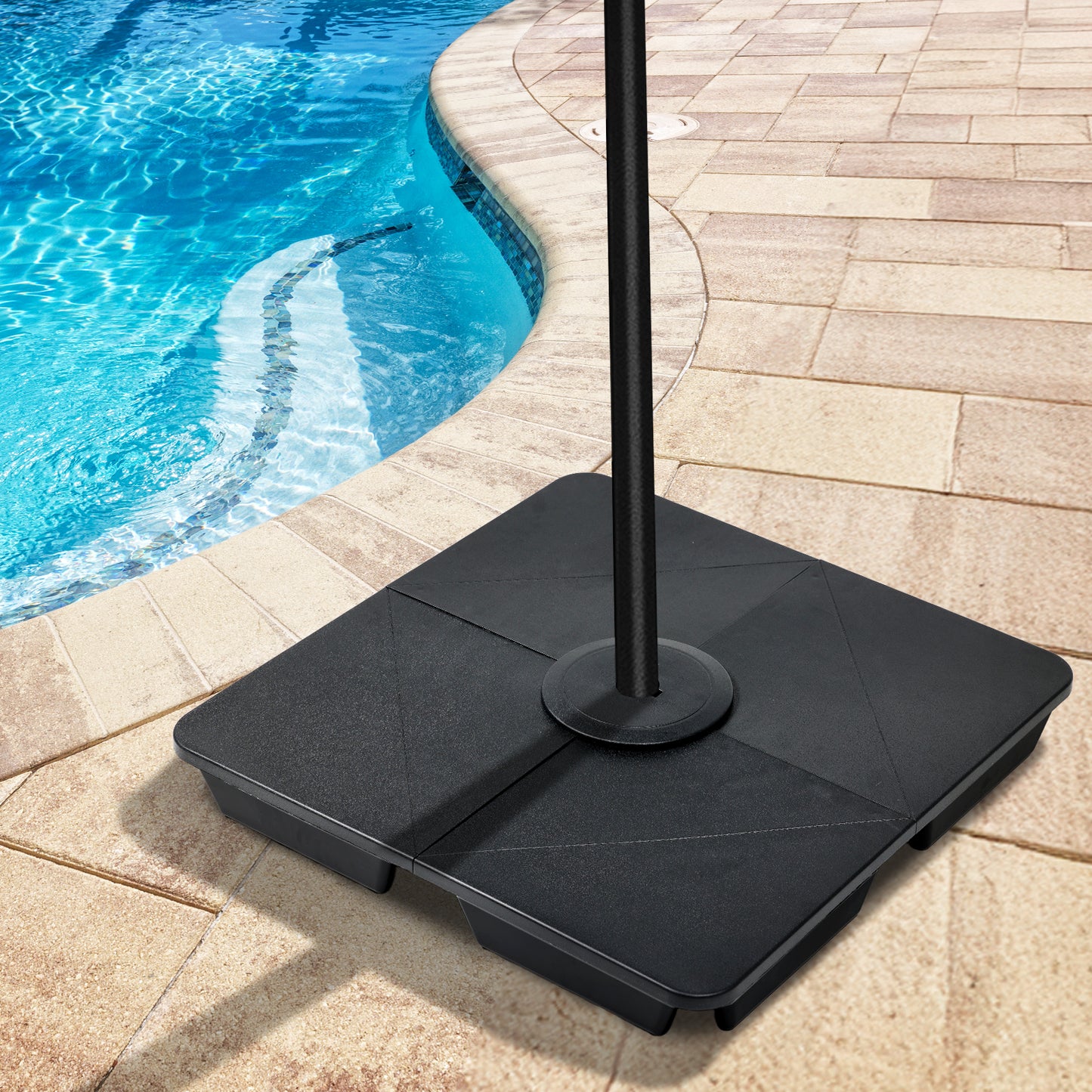 4-Piece Offset Cantilever Patio Umbrella Base Stand - Sand Filled Weight Plates for Stability
