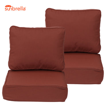 Premium Sunbrella Fabric Outdoor Patio Chair Cushions Set, Canvas Henna