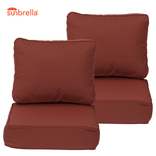 Premium Sunbrella Fabric Outdoor Patio Chair Cushions Set, Canvas Henna