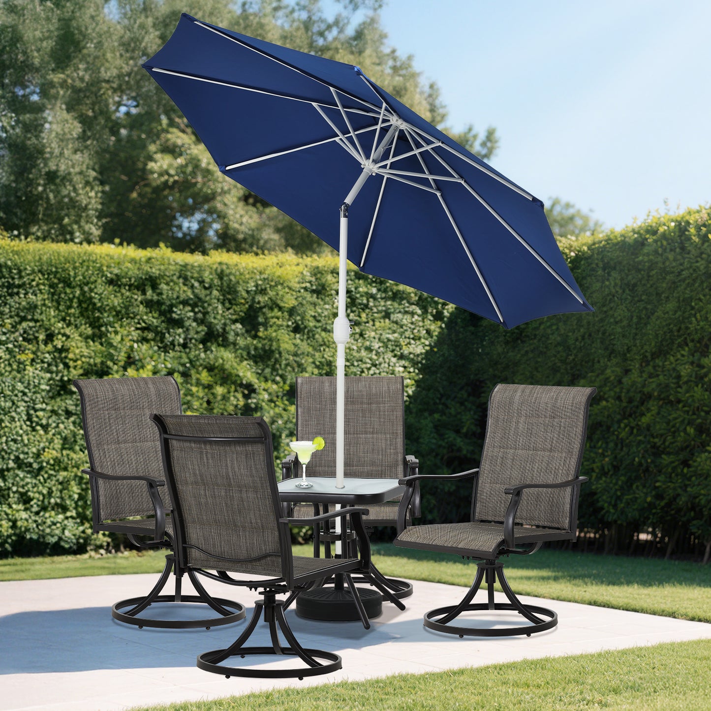 9 ft. Outdoor Patio Market Umbrella Aluminum Frame with Push Button Tilt Crank and 8 Steel Ribs
