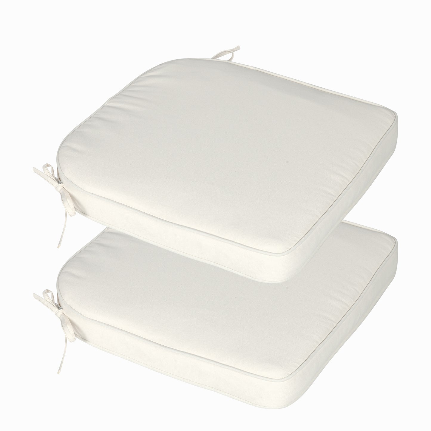 Outdoor Dining Chair Cushions Set, Patio Chair Pads with Ties, Ivory White
