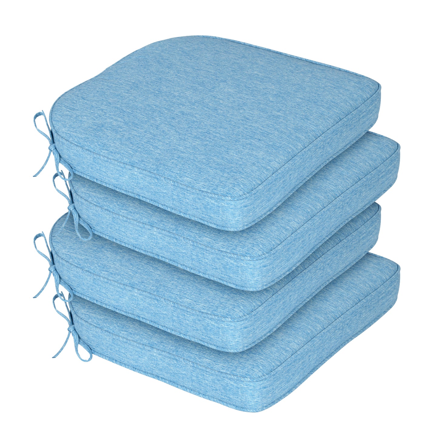 Outdoor Dining Chair Cushions Set, Patio Chair Pads with Ties, Lake Blue