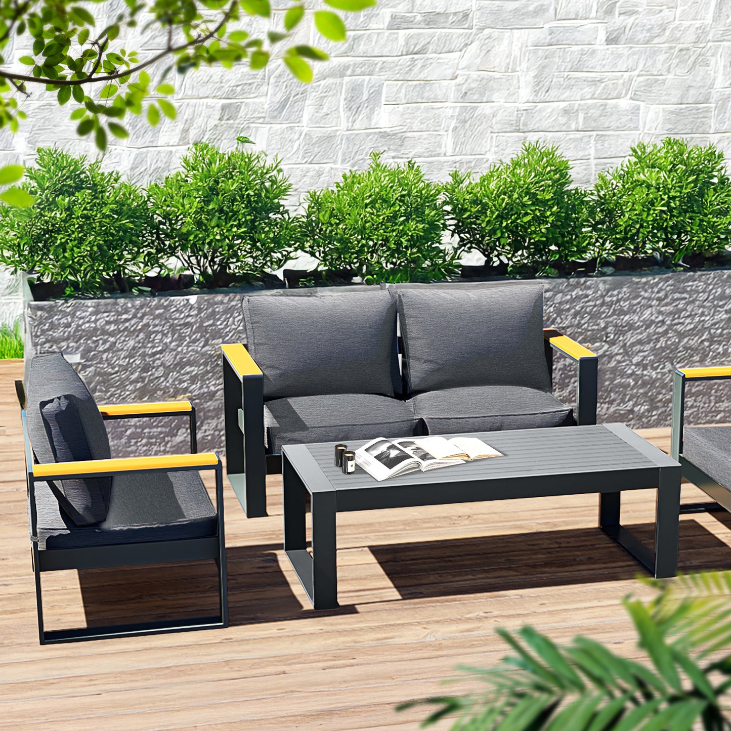 39.3x23x16 inch Aluminum Outdoor Coffee Table Aoodor