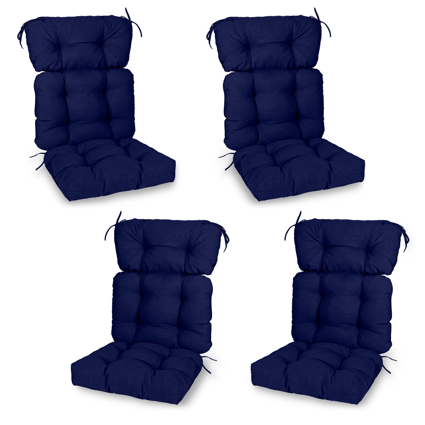 Outdoor Tufted High Back Cushions Patio Replacement Chair Cushion with Ties - Dark Blue