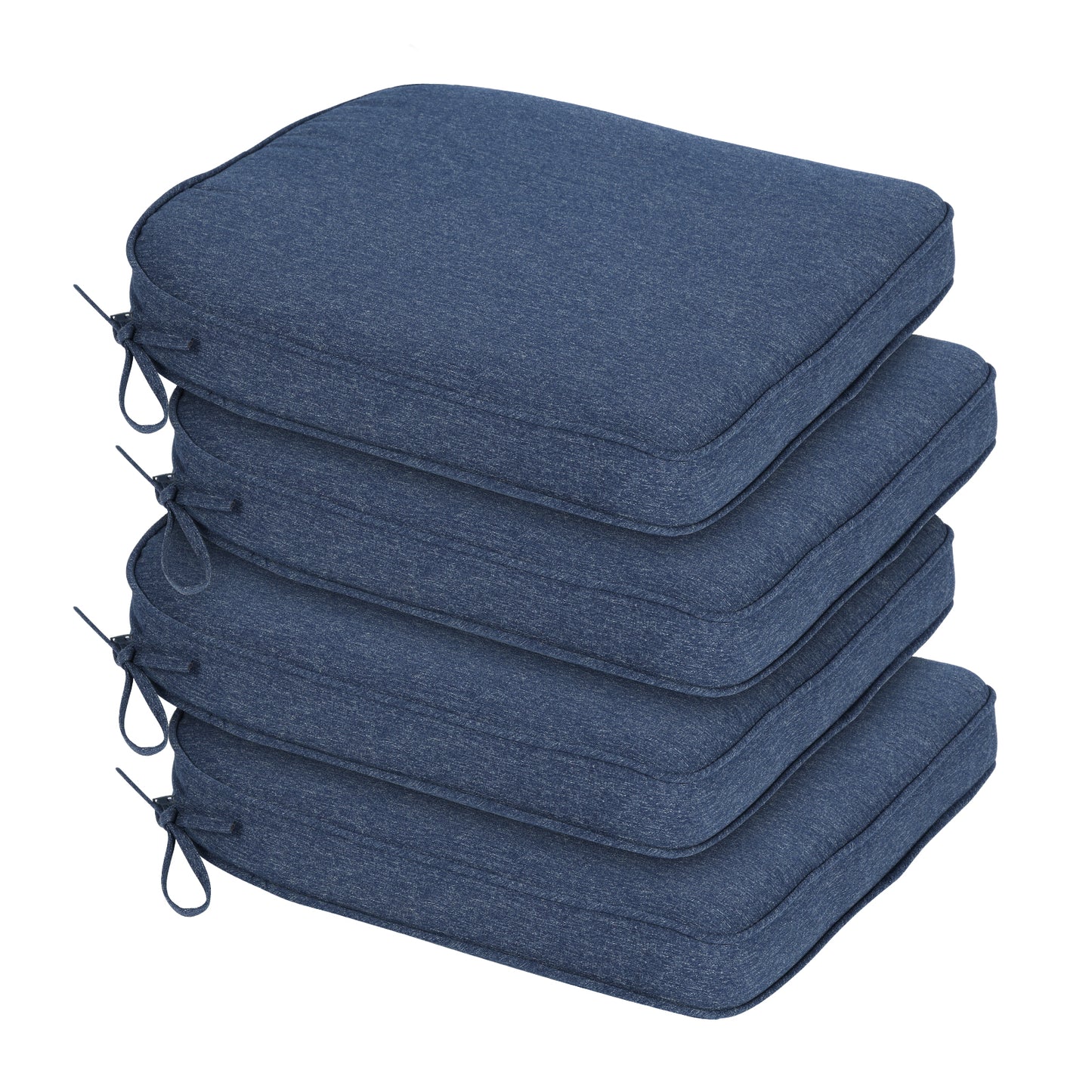 Outdoor Dining Chair Cushions Set, Patio Chair Pads with Ties, Navy Blue