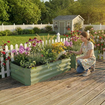 11" Tall Metal Raised Garden Bed, Galvanized Steel Planter Box - 6'x3'
