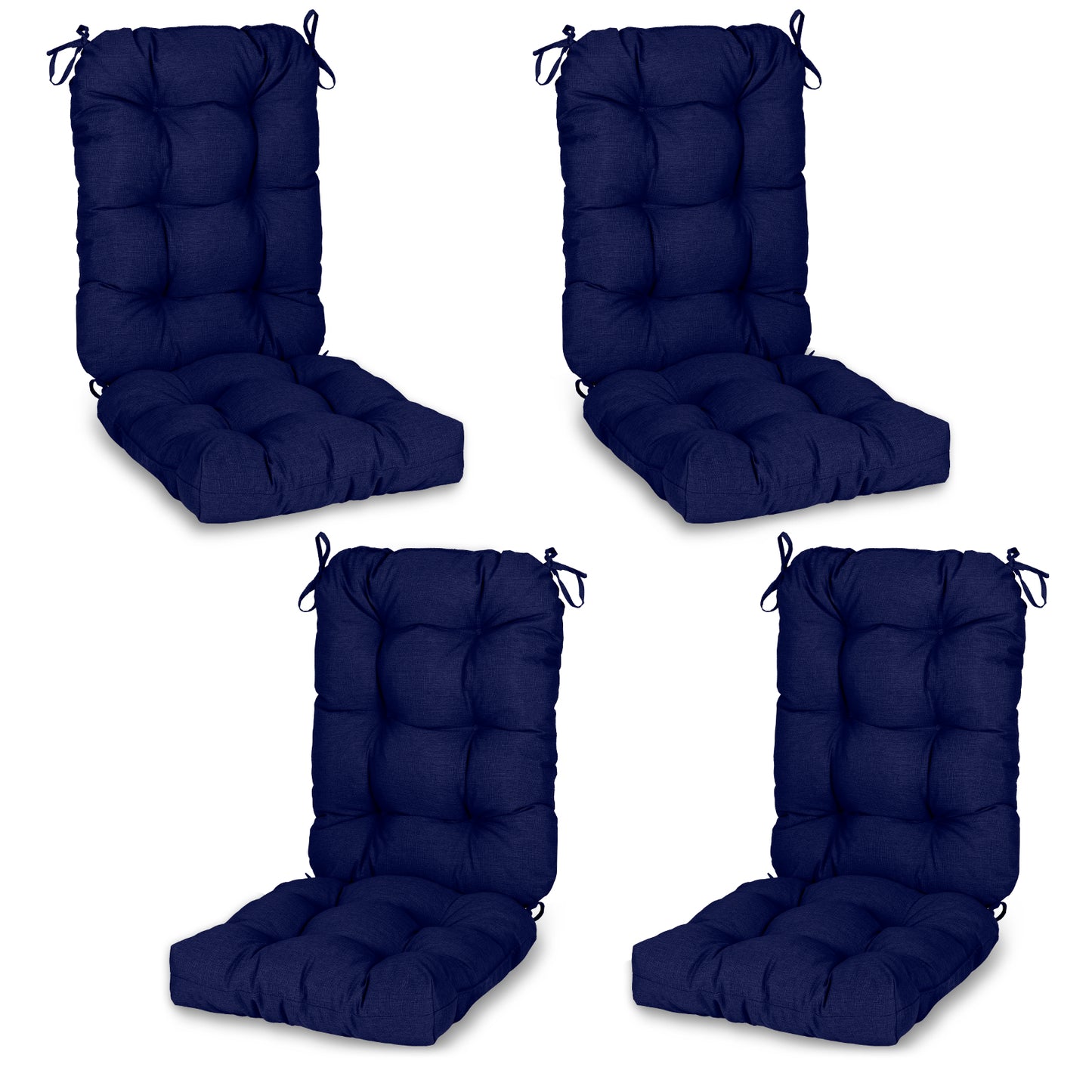 Outdoor Tufted High Back Cushions Patio Replacement Chair Cushion with Ties - Dark Blue