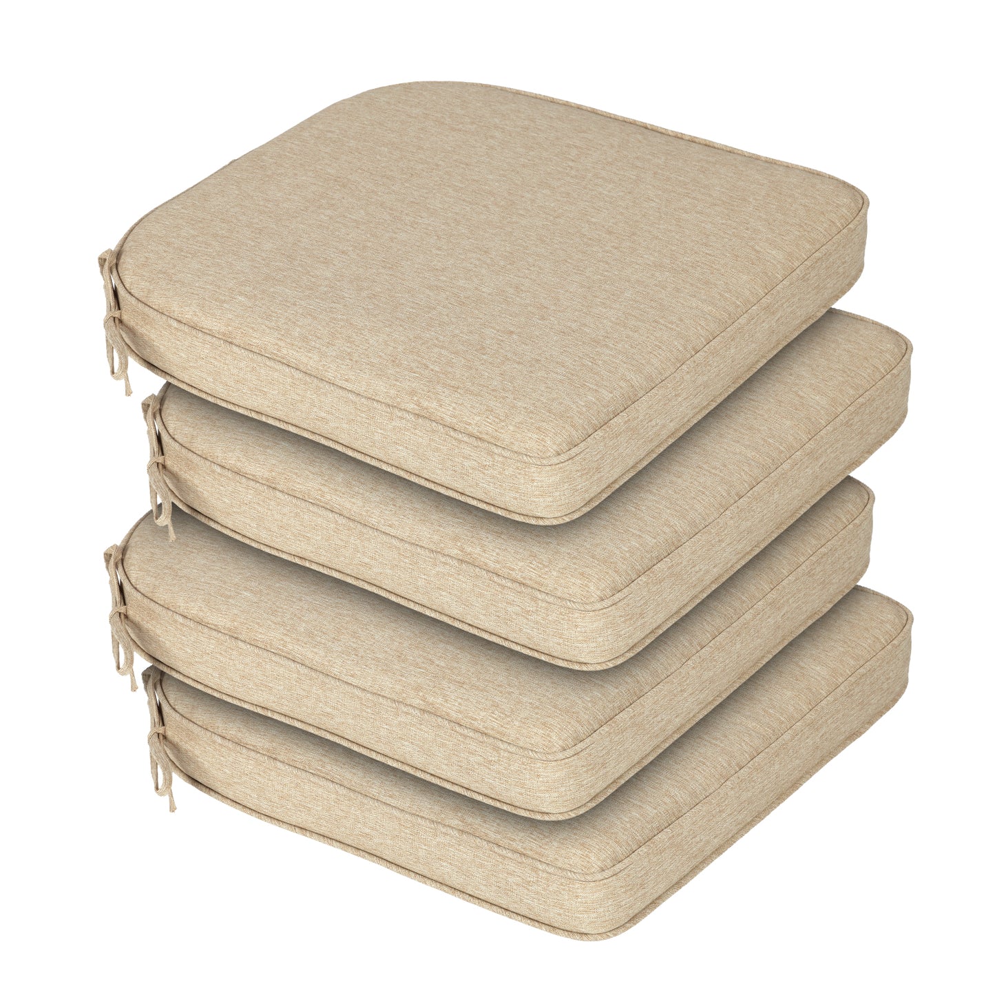Outdoor Dining Chair Cushions Set, Patio Chair Pads with Ties, Brown