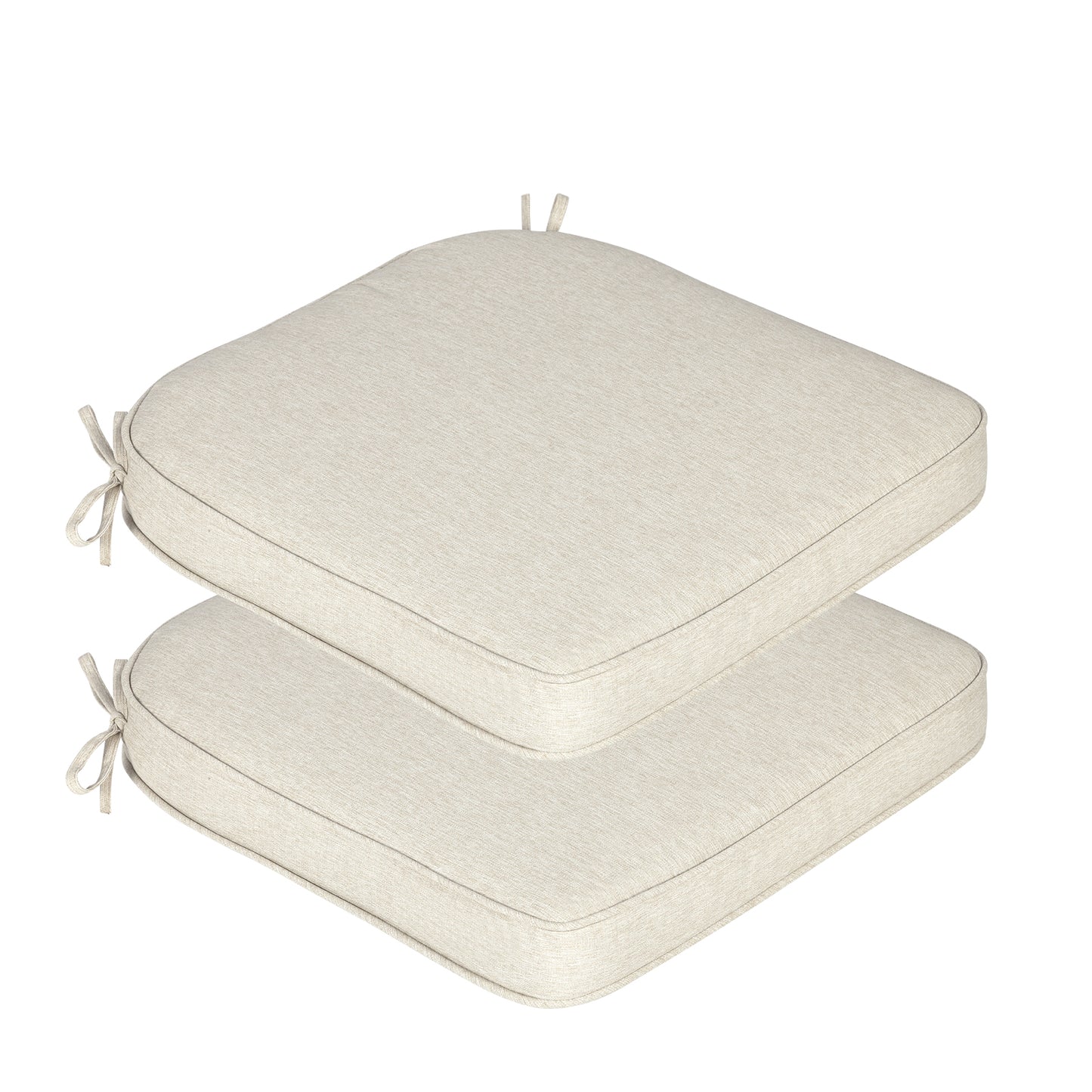 Outdoor Dining Chair Cushions Set, Patio Chair Pads with Ties, Khaki