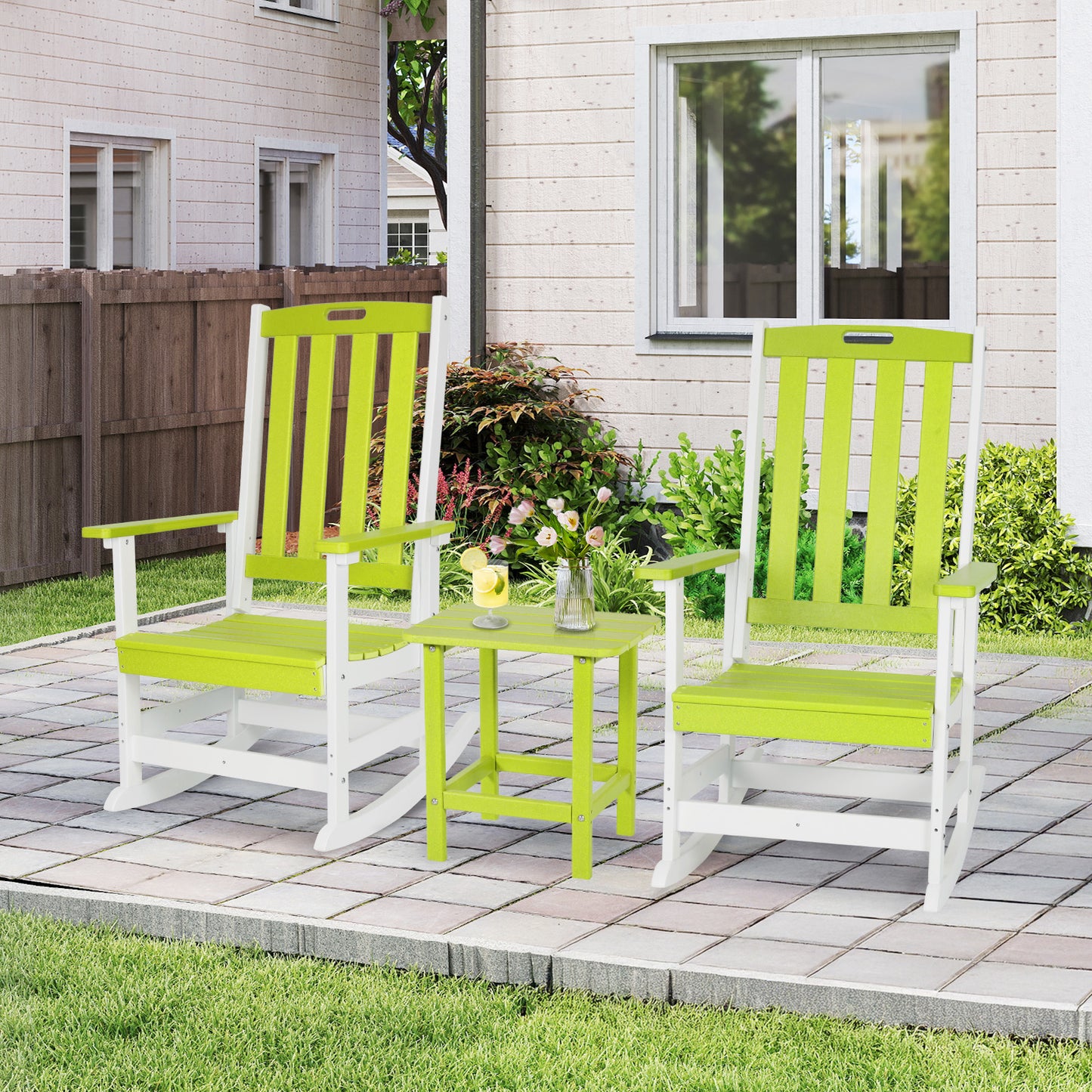 Outdoor Rocking Chair, Ergonomic HDPE Rockers with All-Weather Design