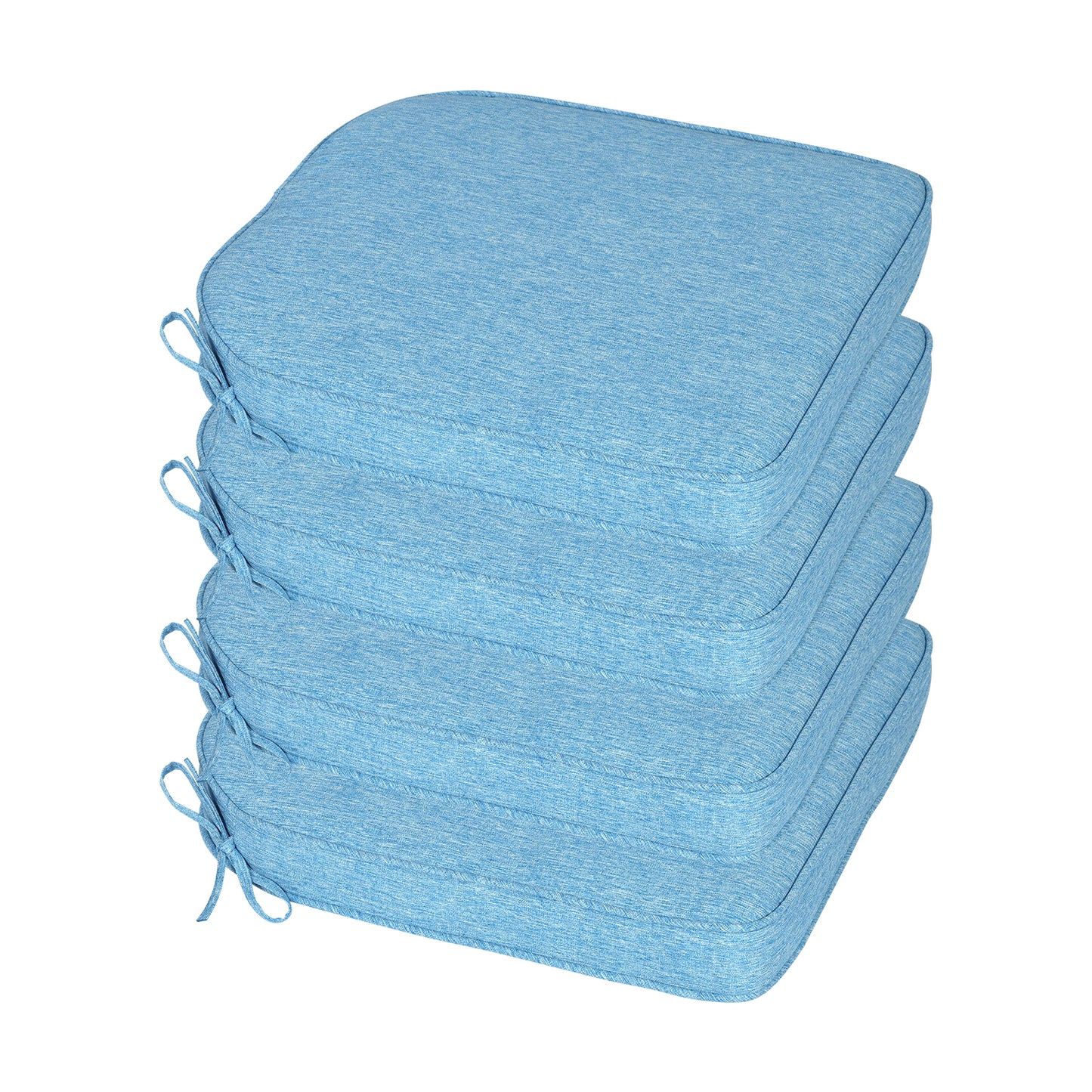 Outdoor Dining Chair Cushions Set, Patio Chair Pads with Ties, Lake Blue