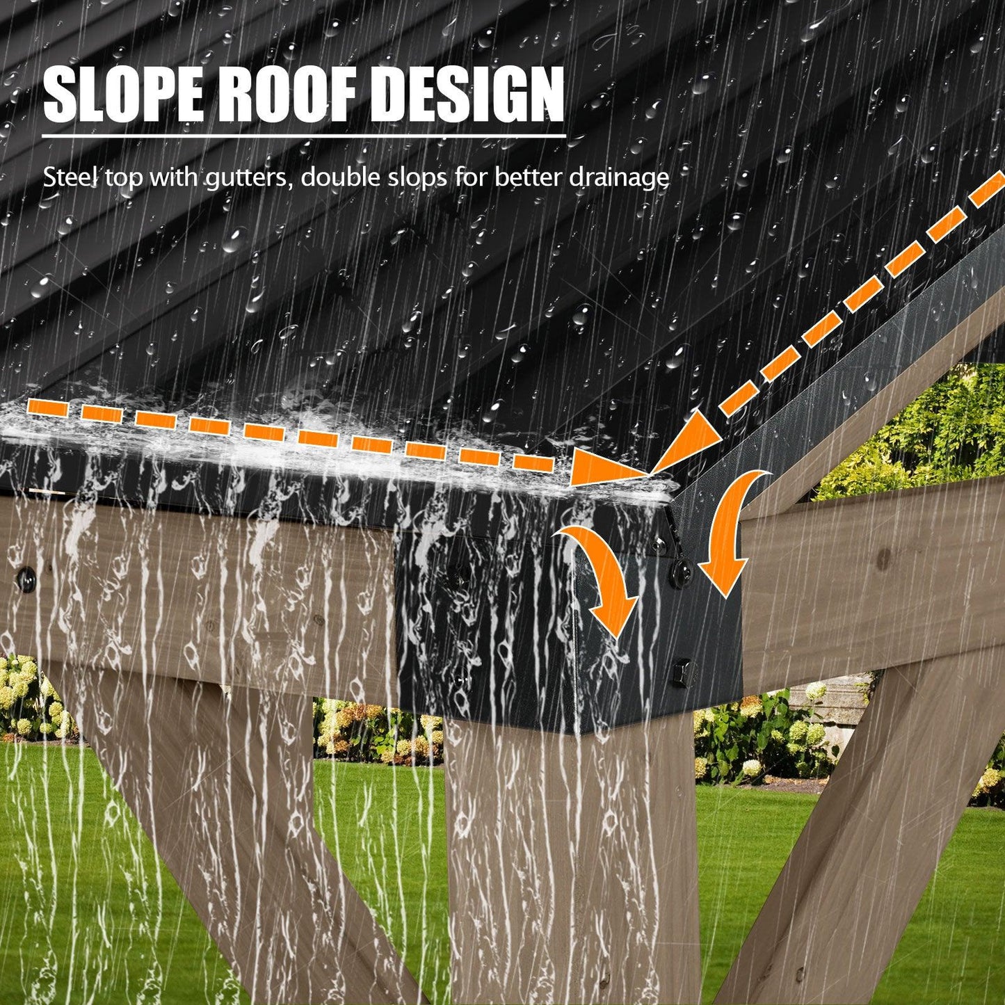 10'x12'/12'x14' Cedar Wood Hardtop Gazebo with Galvanized Steel Roof