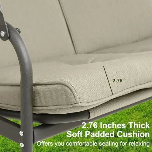 3-Person Outdoor Patio Swing Chair with Adjustable Canopy Furniture Aoodor