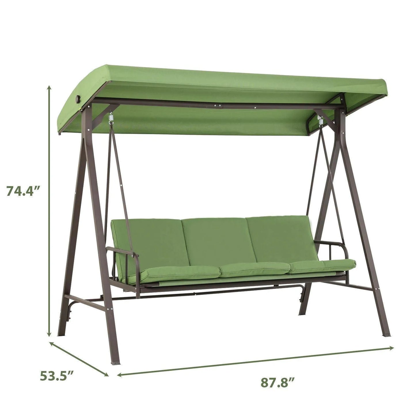 3-Person Outdoor Patio Swing Chair with Adjustable Canopy Furniture Aoodor