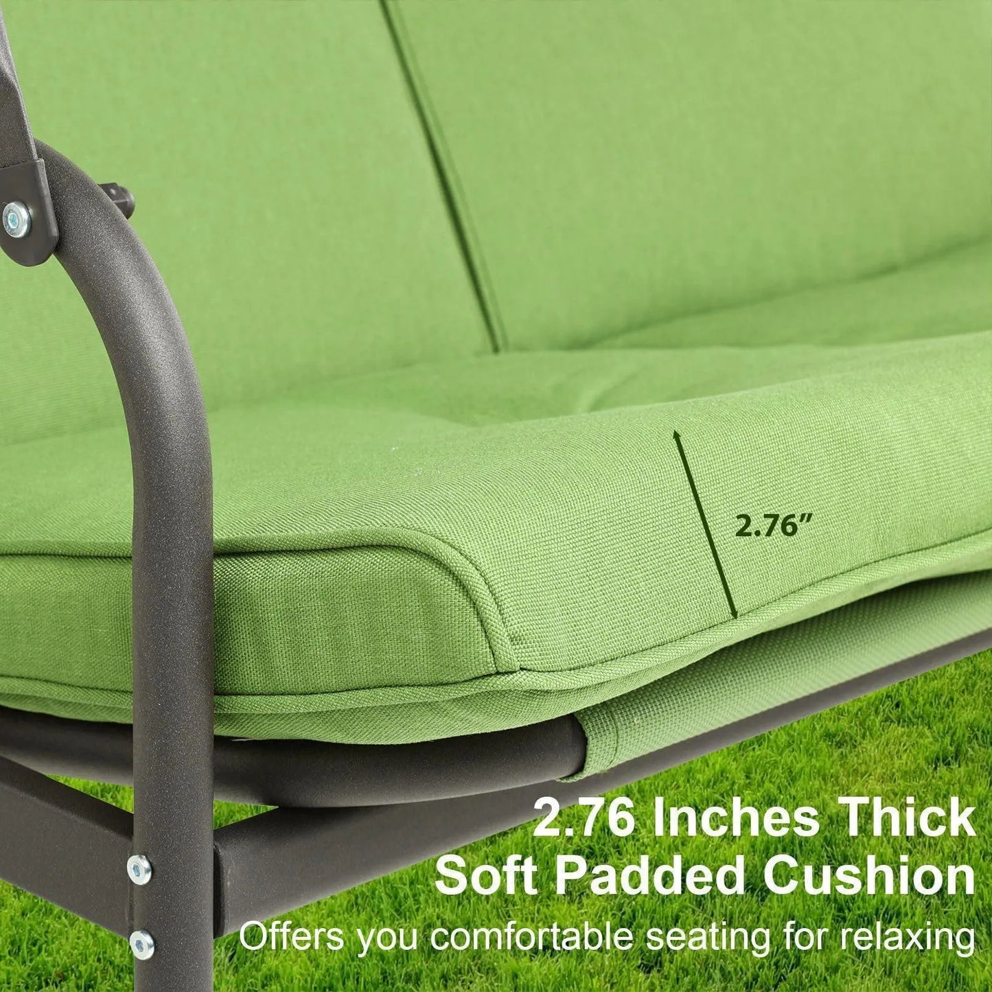 3-Person Outdoor Patio Swing Chair with Adjustable Canopy Furniture Aoodor