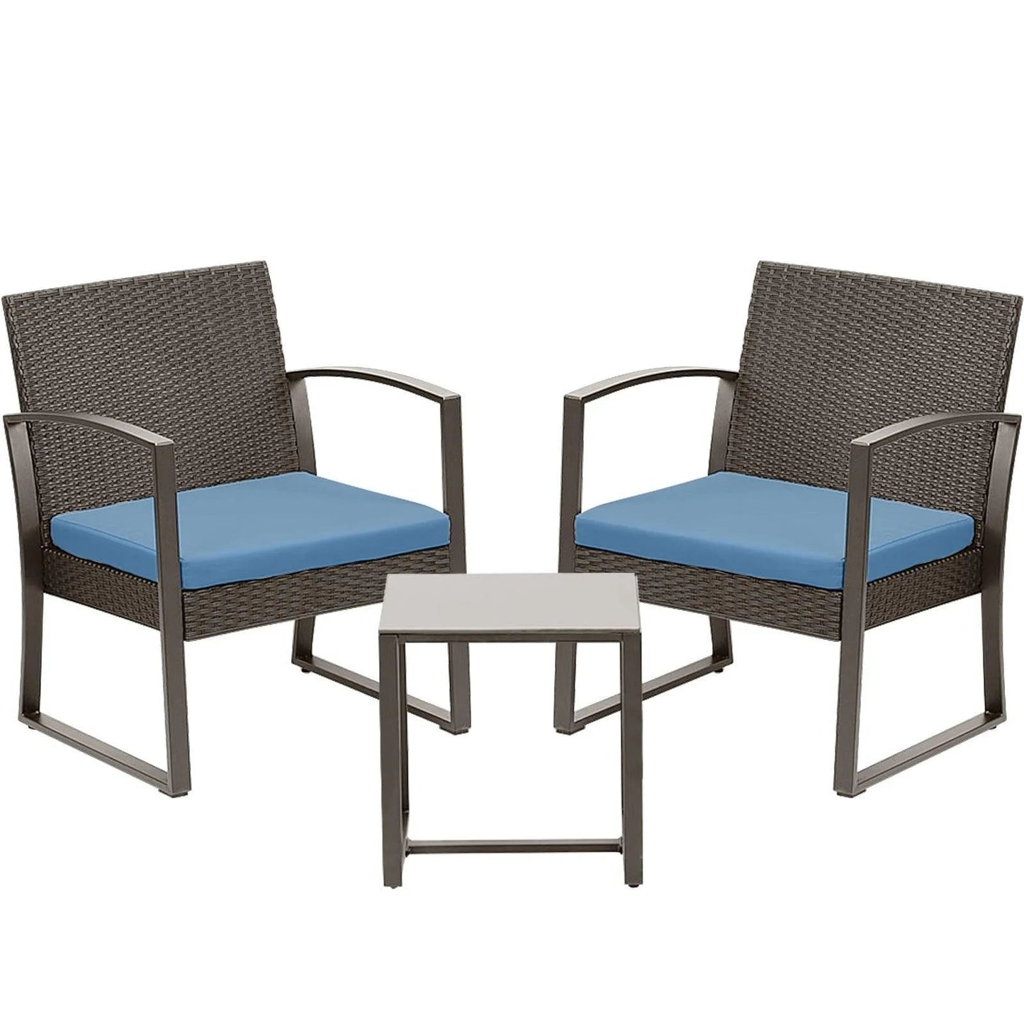 3-Piece Patio Furniture Set - Outdoor Rattan Wicker Chairs with Table, Sofa Set Including Cushions, Ideal for Conversations in Garden or Poolside Furniture Aoodor LLC Aoodor