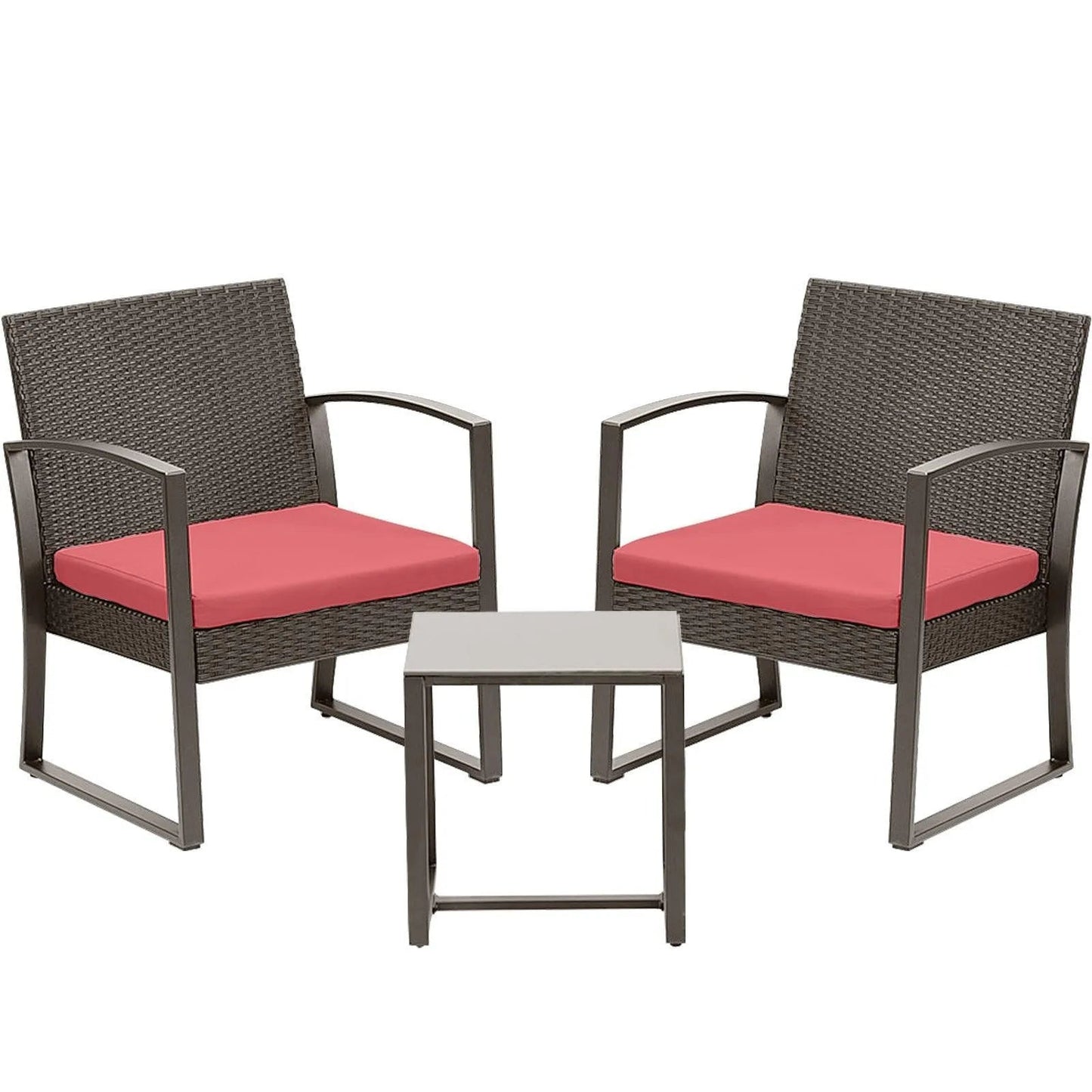 3-Piece Patio Furniture Set - Outdoor Rattan Wicker Chairs with Table, Sofa Set Including Cushions, Ideal for Conversations in Garden or Poolside Furniture Aoodor LLC Aoodor