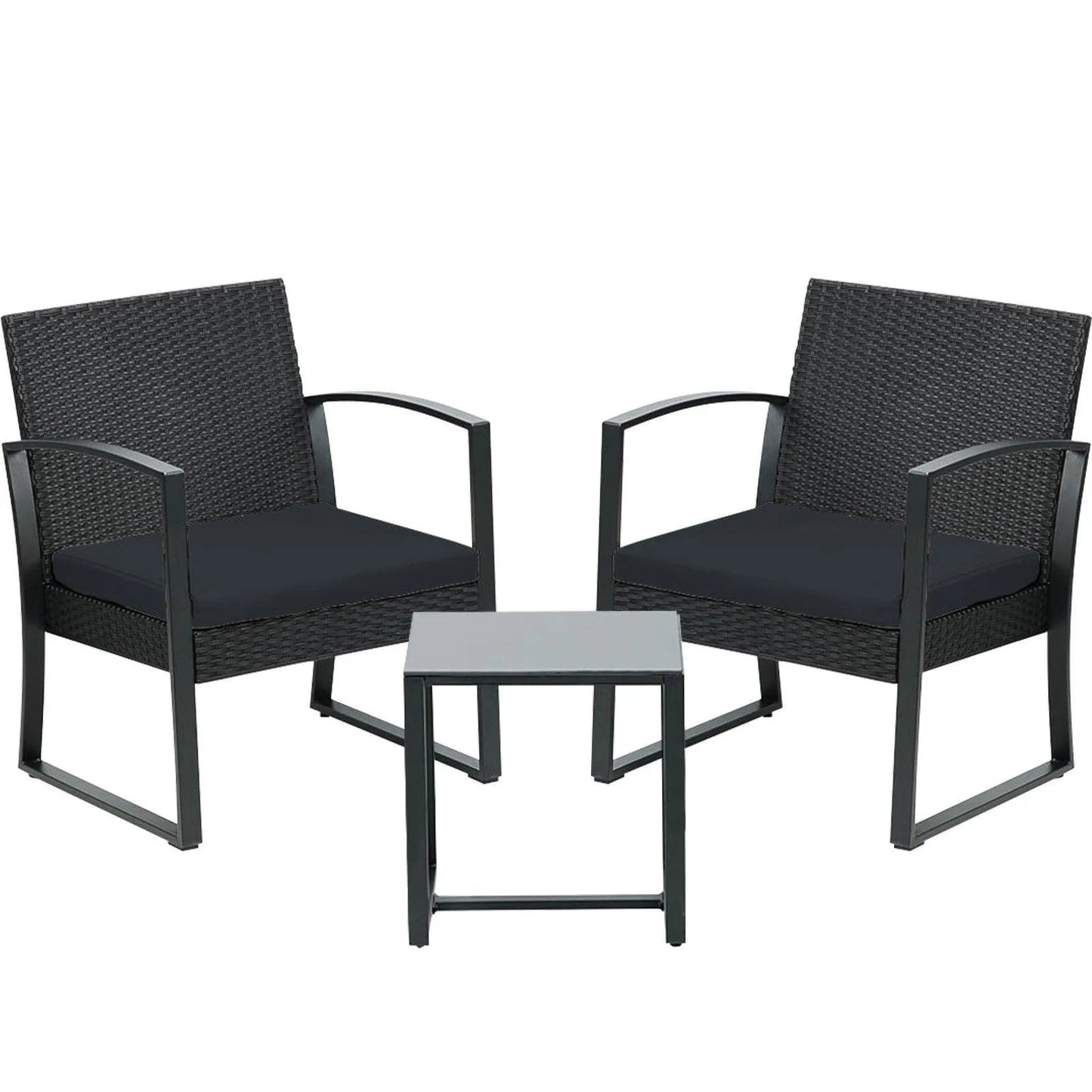 3-Piece Patio Furniture Set - Outdoor Rattan Wicker Chairs with Table, Sofa Set Including Cushions, Ideal for Conversations in Garden or Poolside Furniture Aoodor LLC Aoodor