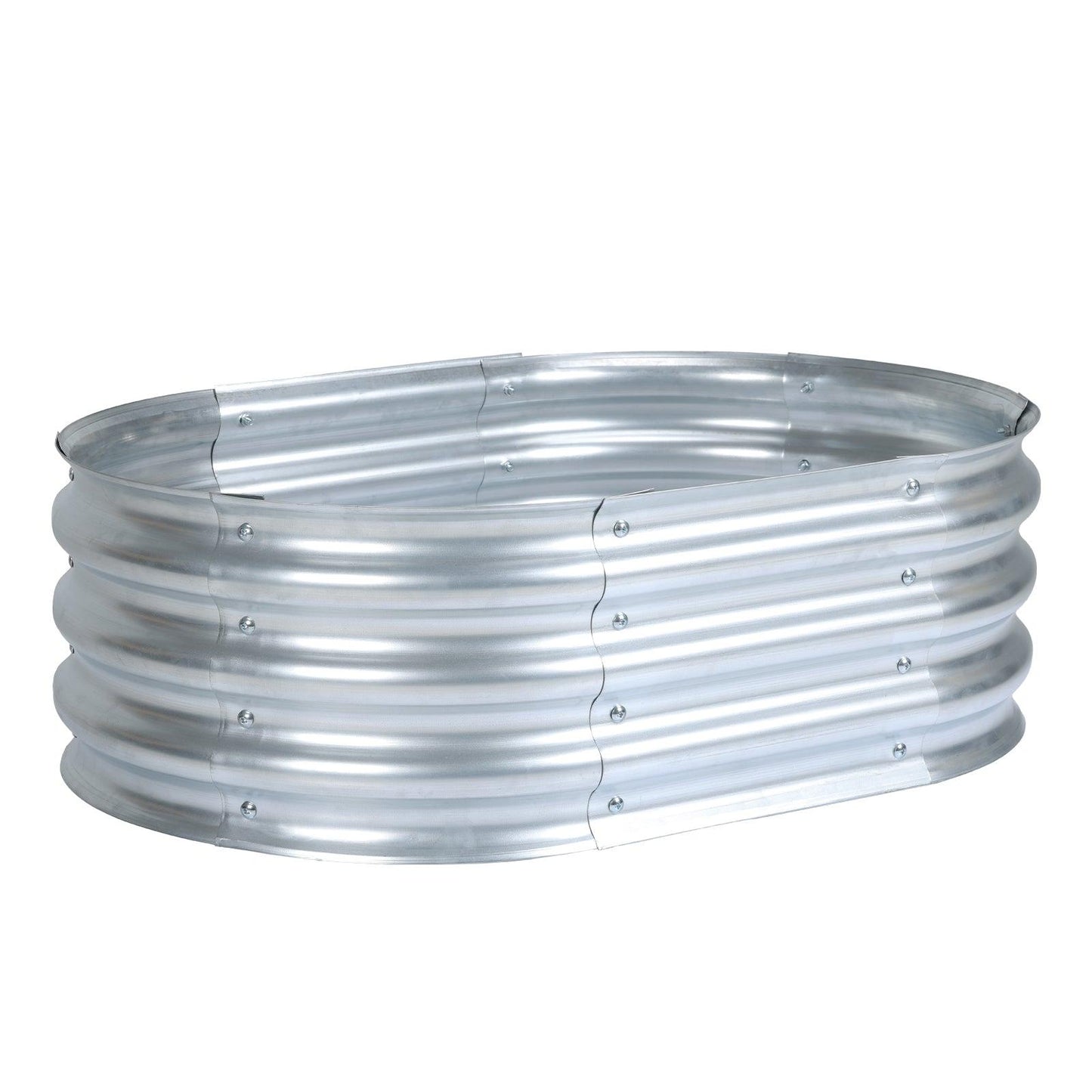 35(L)x24(W)x12(H)inch Galvanized Raised Garden Bed Kit, Outdoor Garden Planter Oval Large Boxes for Vegetables, Flowers, Herbs - Silver Aoodor