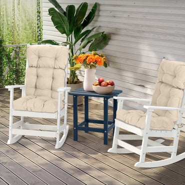 Tufted Outdoor High Back Chair Cushions Patio Rocking Pads for Furniture, Khaki - Aoodor