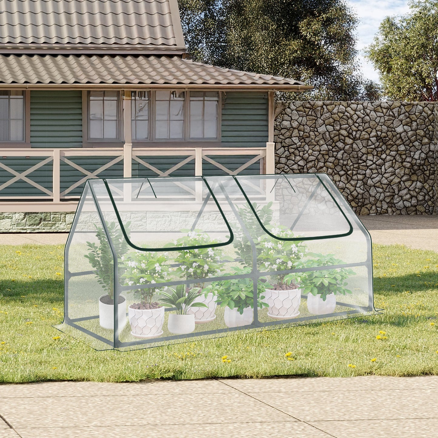 4x2x2 ft. Mini Greenhouse with Zipper Doors, Water Resistant & UV Protected